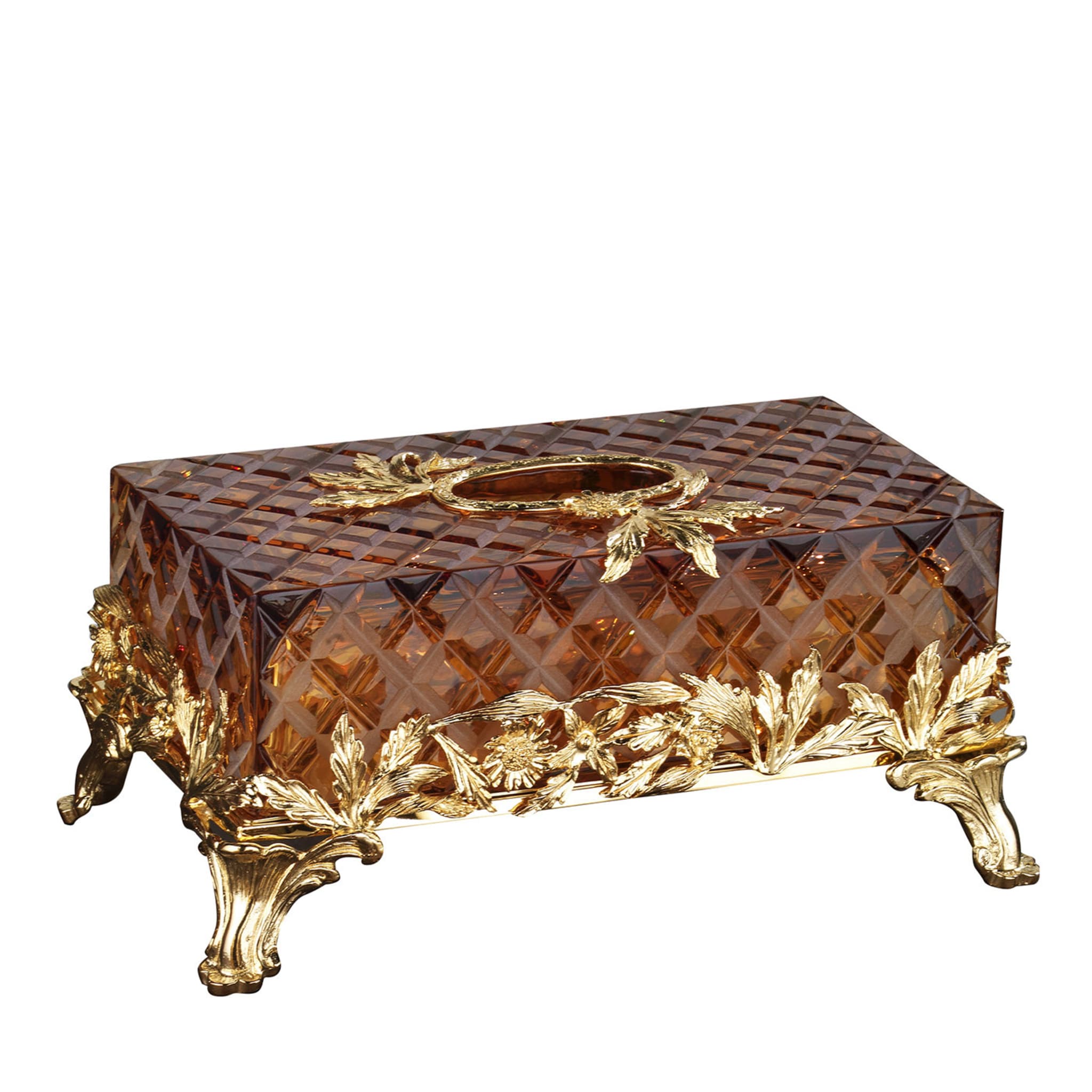 Gold and Amber Crystal Tissue Box Holder - Main view