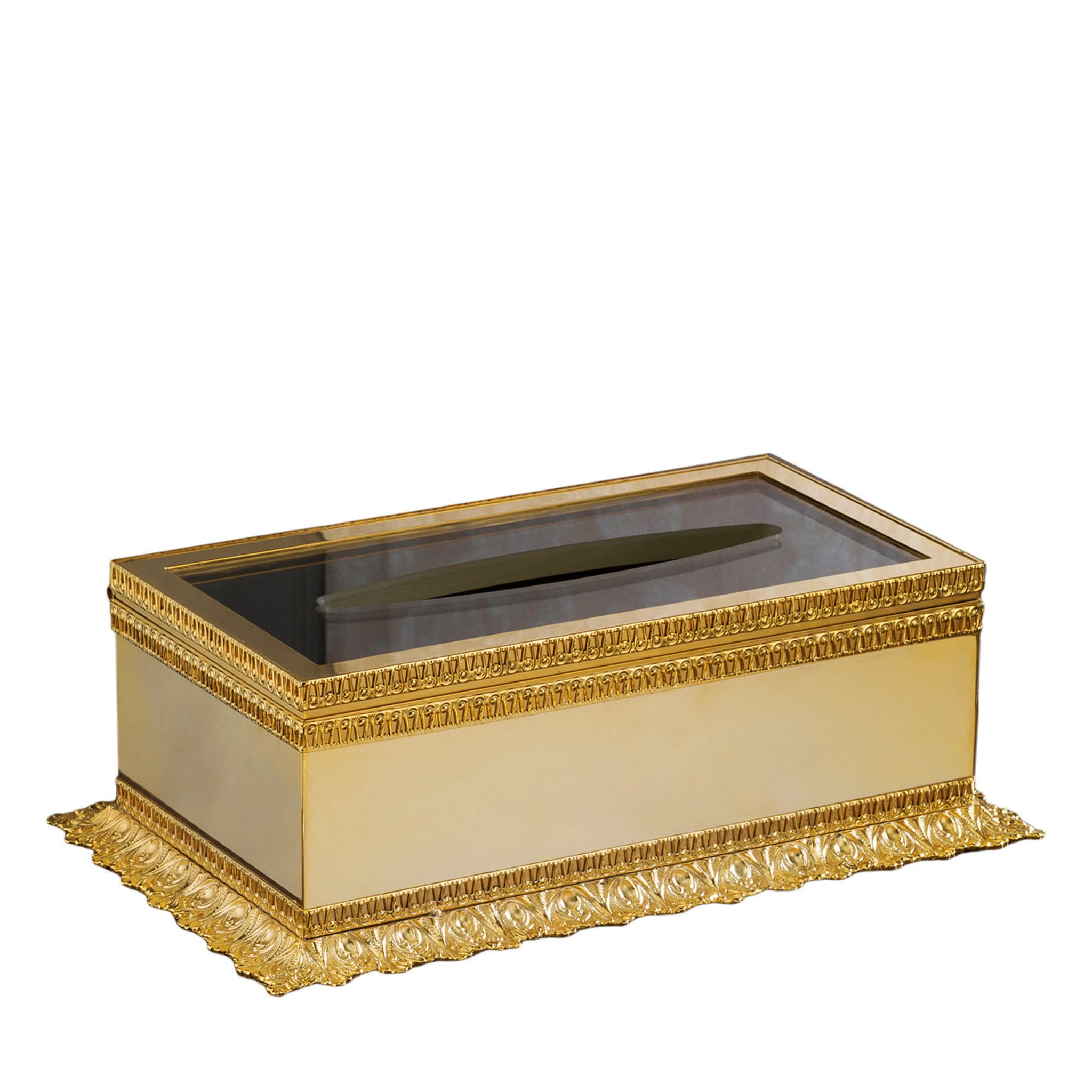 Porte-boîte à mouchoirs en or et en verre - Vue principale
