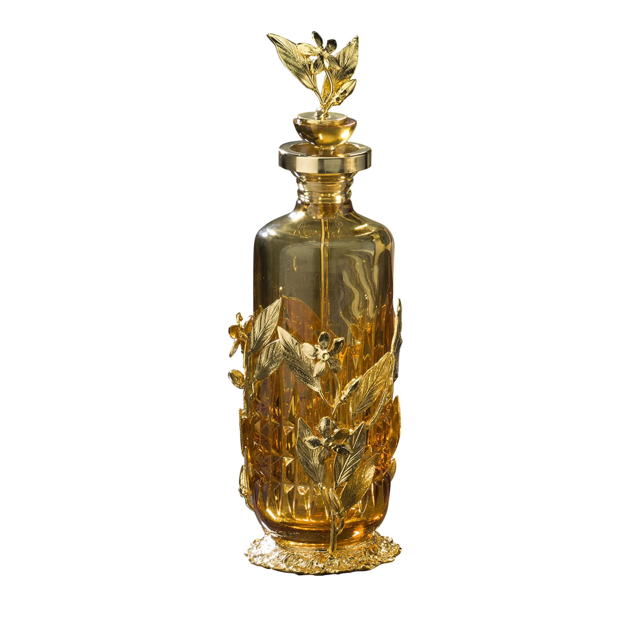 Flacon de parfum au jasmin en cristal d'or et d'ambre - Vue principale