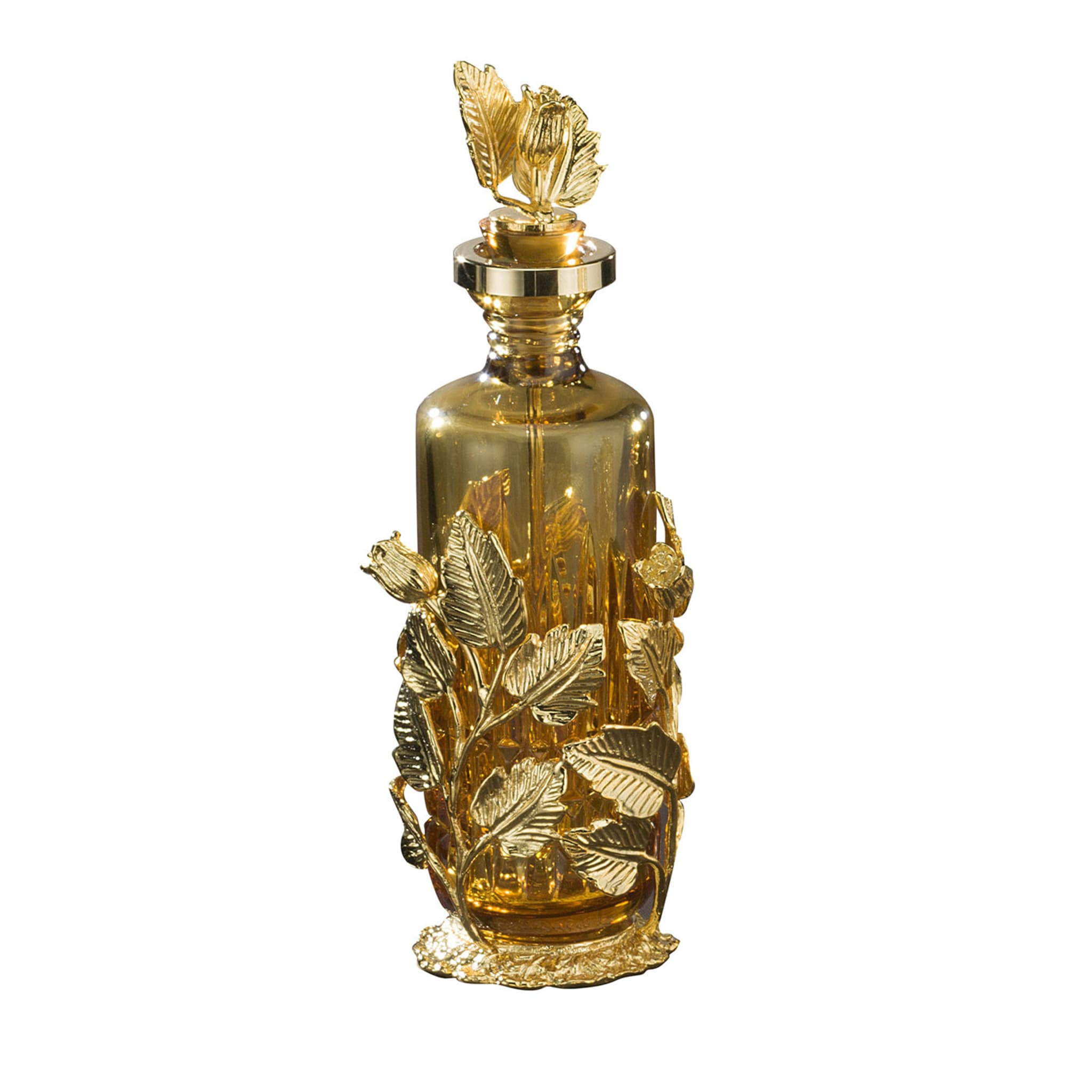 Gold and Amber Crystal Anemone Perfume Bottle - Main view