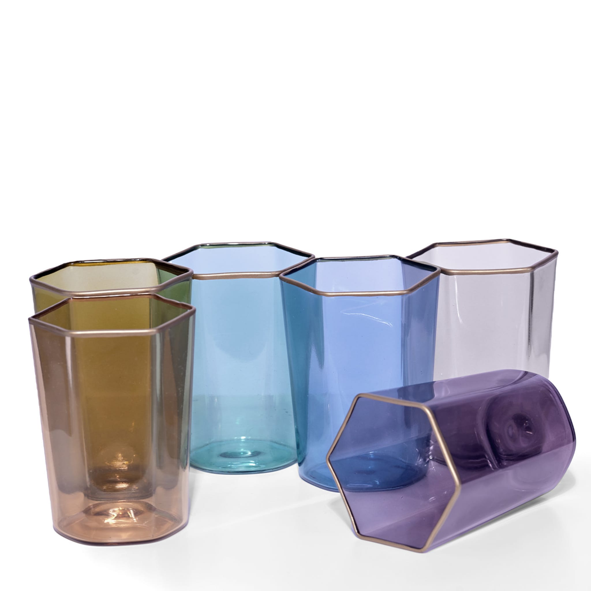 Hexagonal Set of 6 Colorful Glasses - Alternative view 1