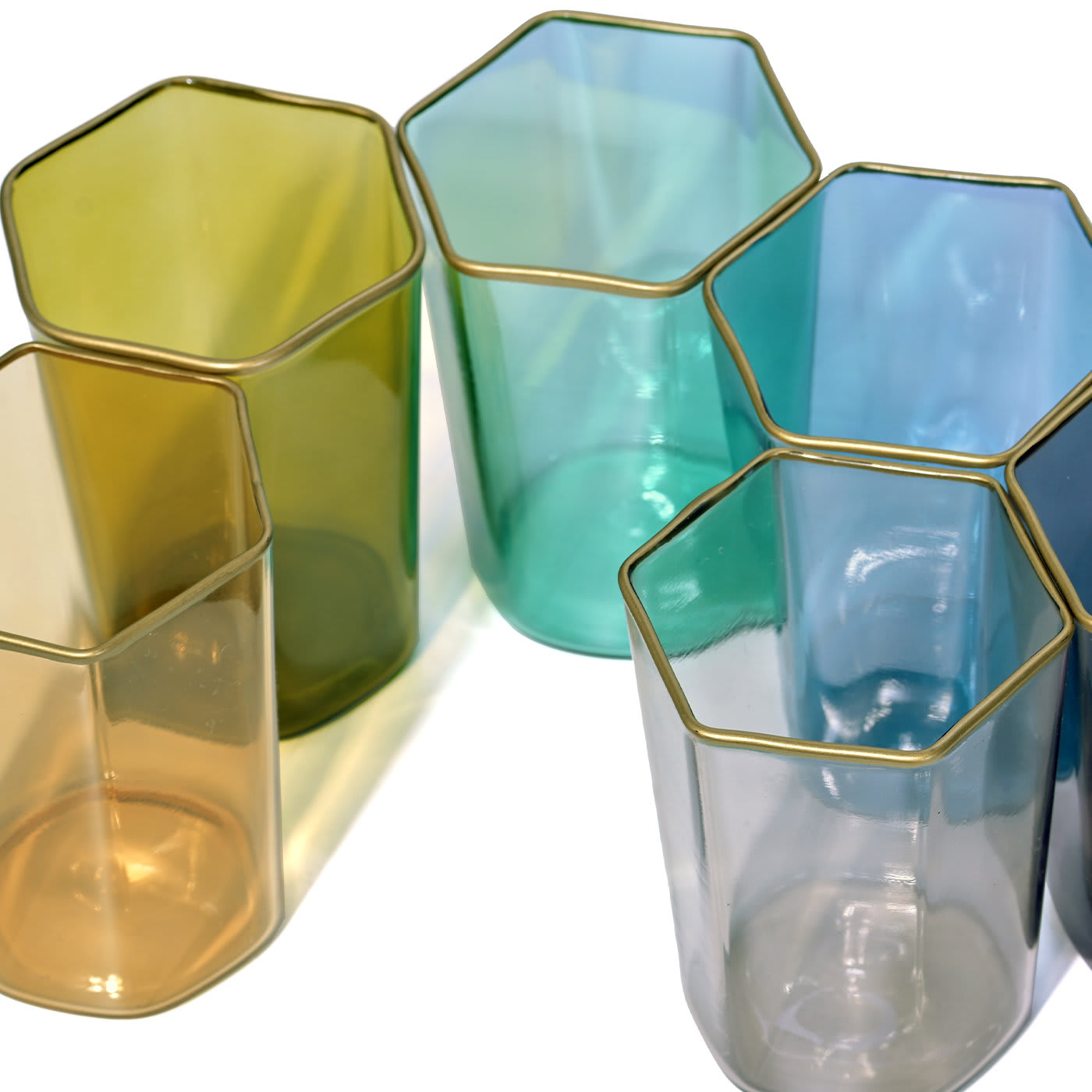 Hexagonal Set of 6 Colorful Glasses - Casarialto