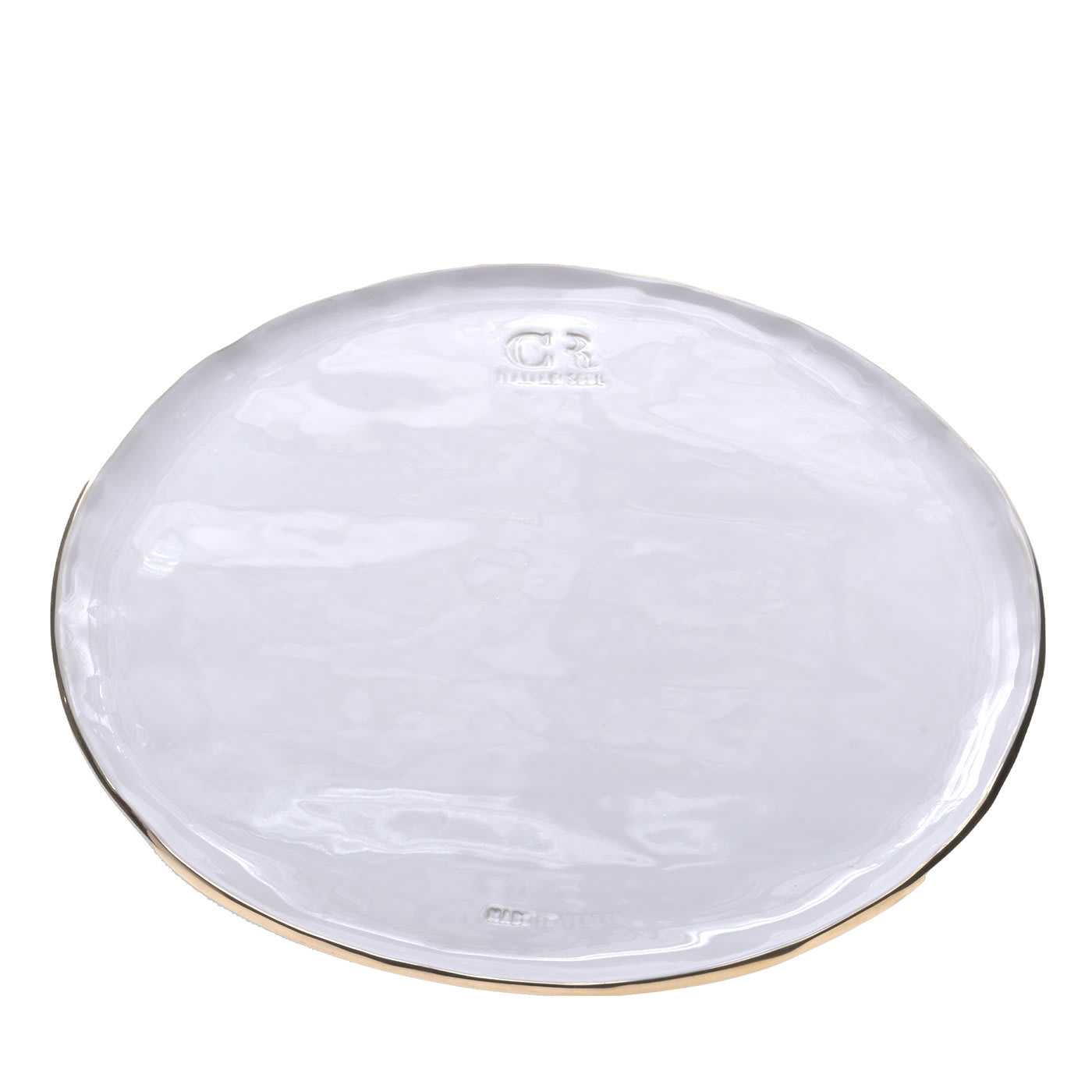 White Ceramic Tray with Gold Rim - Casarialto
