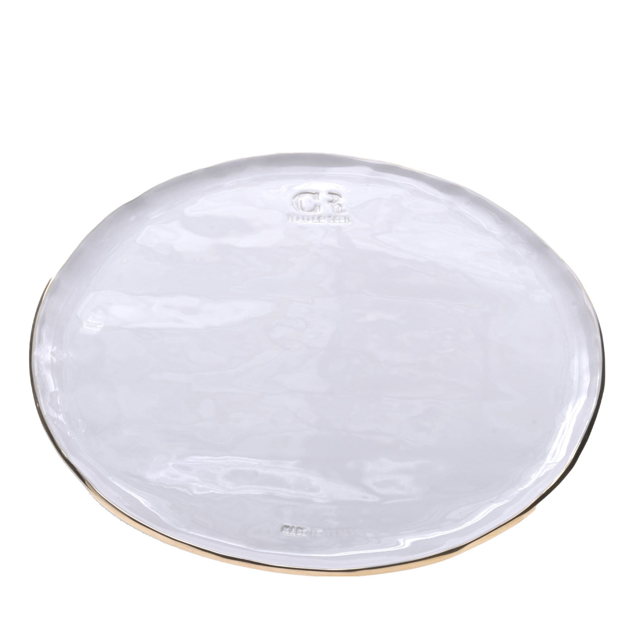 Set of 2 White Ceramic Platewith Gold Rim - Main view