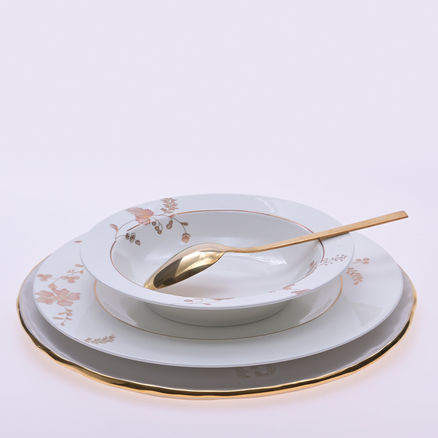 White Ceramic Tray with Gold Rim - Casarialto