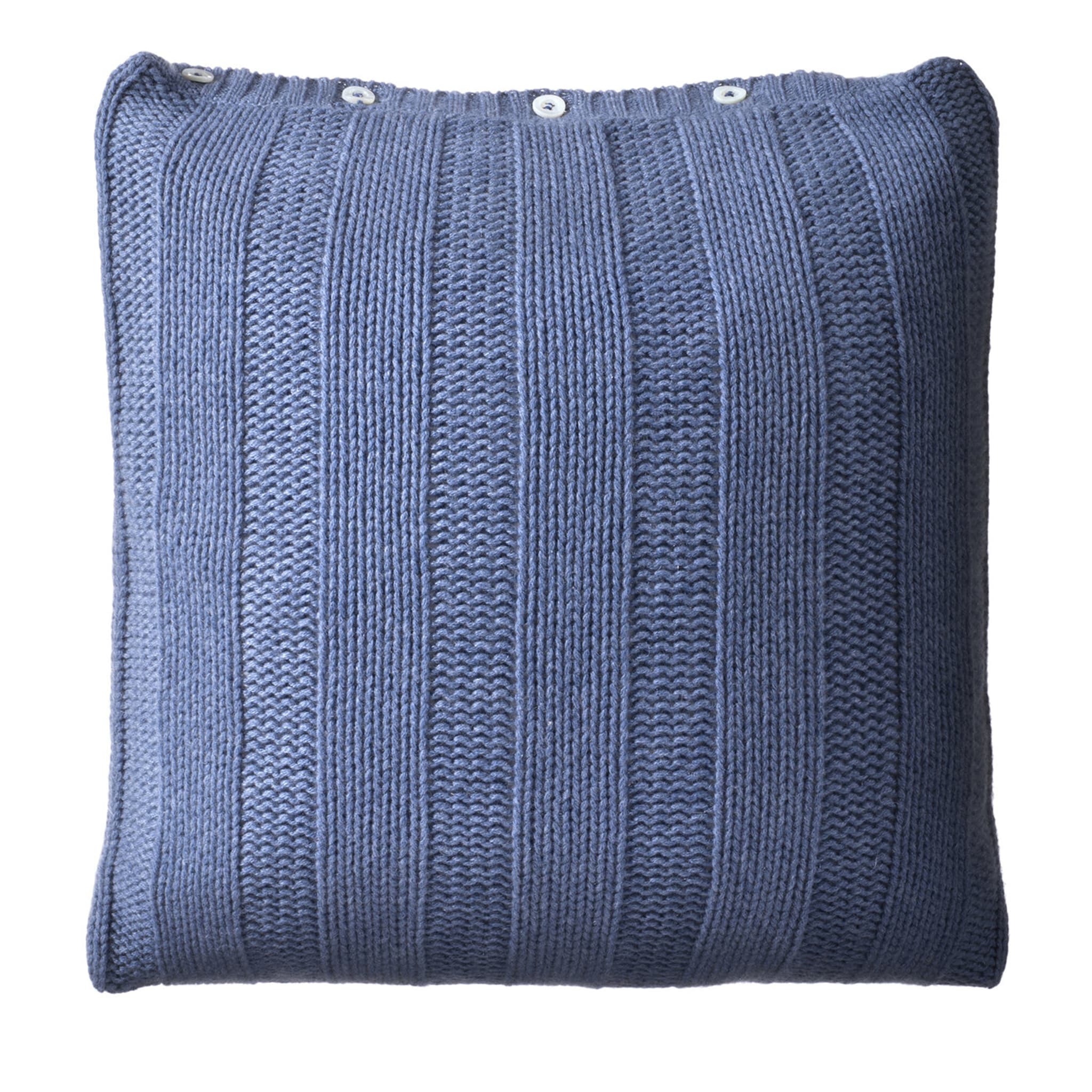 Light Blue Brioche Stitch Square Cushion - Main view