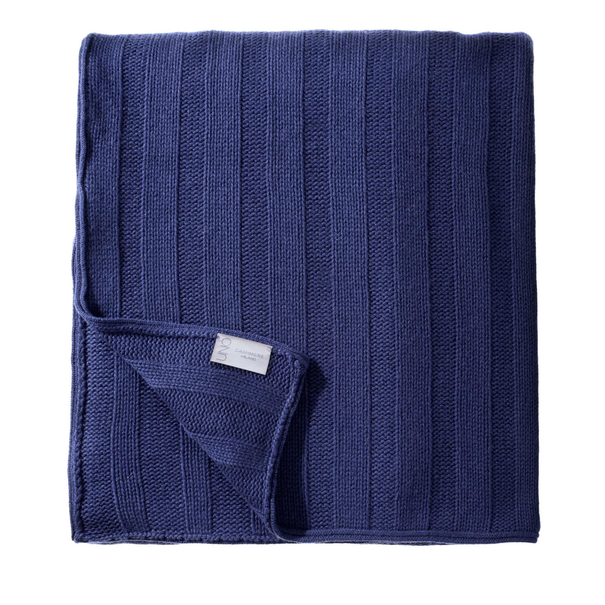 Large Blue Brioche Stitch Cashmere Blanket  #2 - Main view