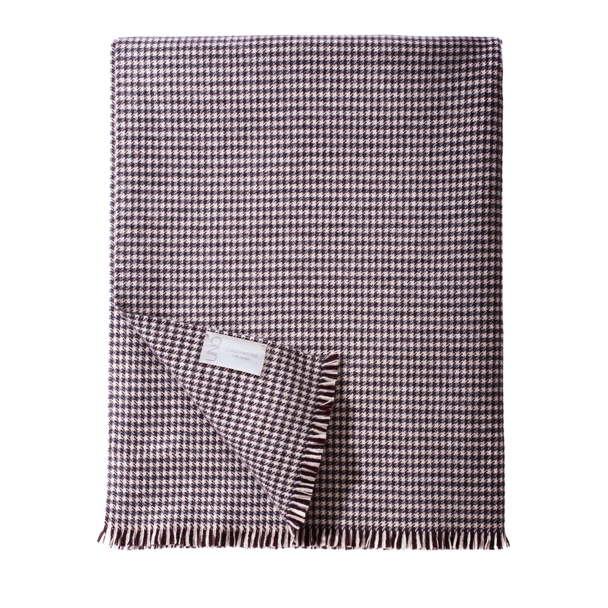 Medium Gray Houndstooth Cashmere Blanket - Main view