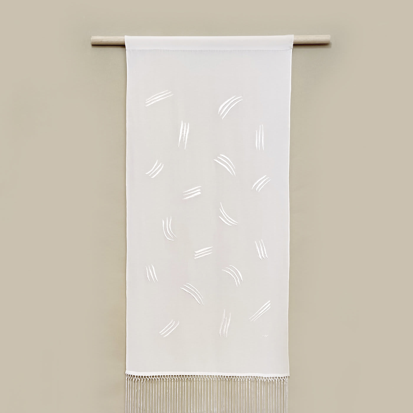 Trazos II Embroidered White Tapestry #1 - Marta Benet
