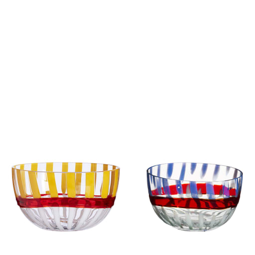 Le Diverse Set of 2 Multicolor Striped Bowls