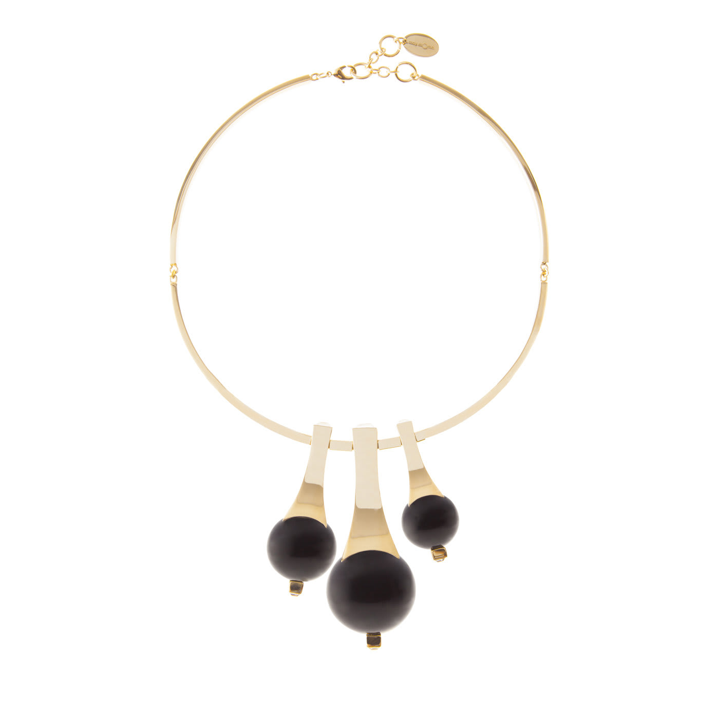Gea Necklace with Three Black Spheres - May Moma