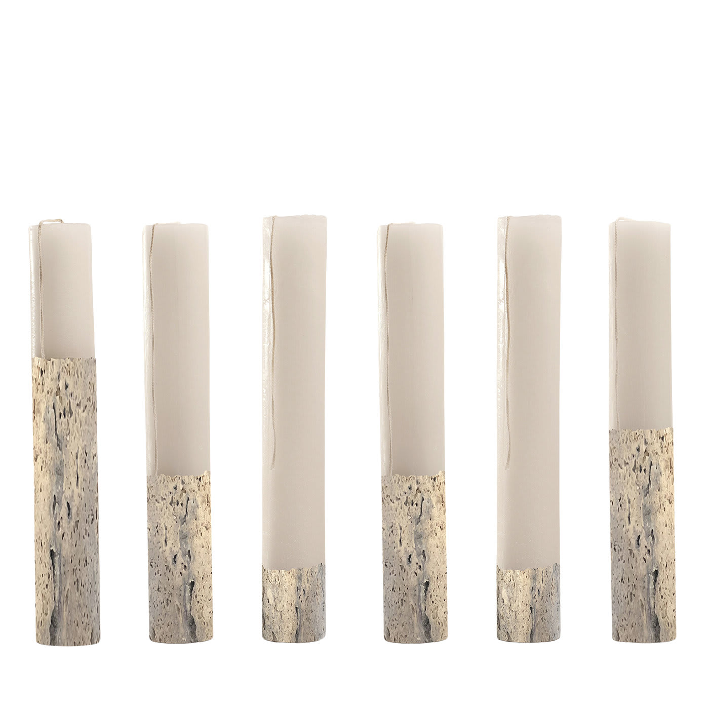 Flato Set of 6 Candles in Wax and Travertine by Emanuel Gargano - Emanuel Gargano