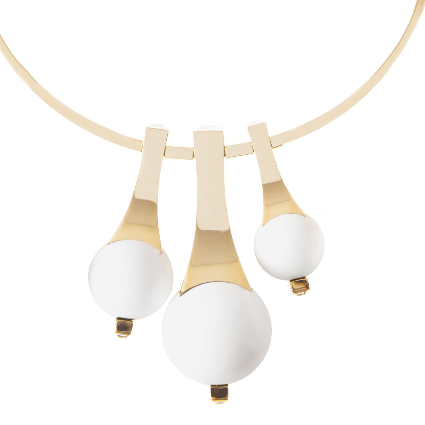 Gea Necklace with Three White Spheres - May Moma