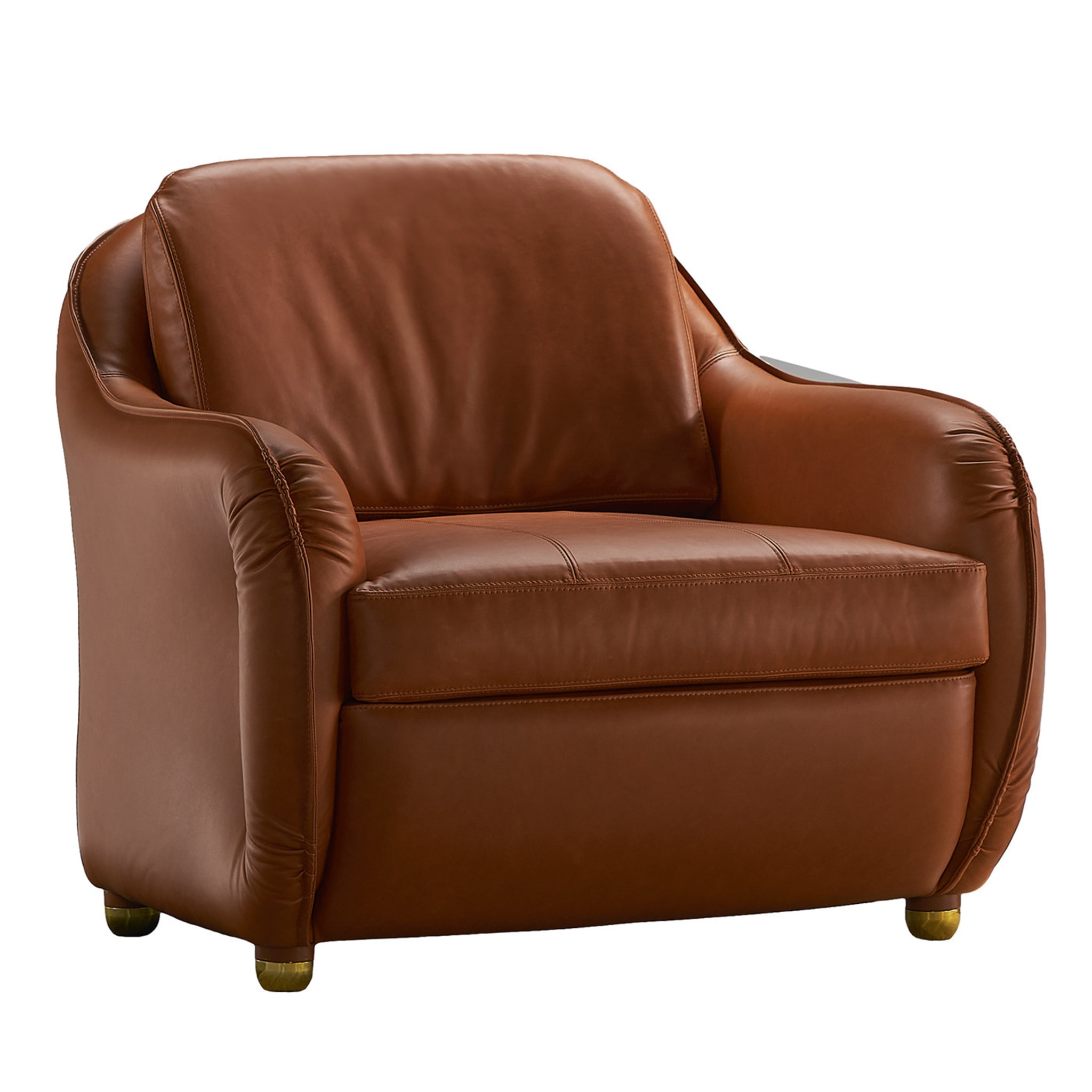 Zana Brown Leather Armchair - Main view