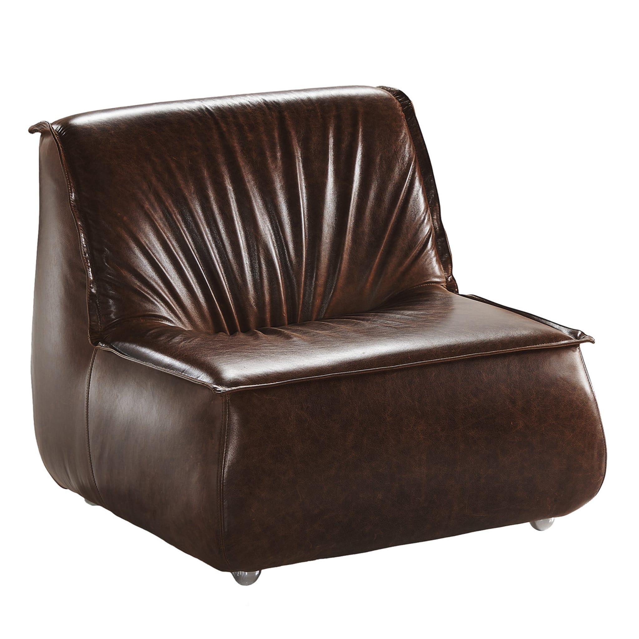 Zoe Brown Leather Lounge Chair - Main view
