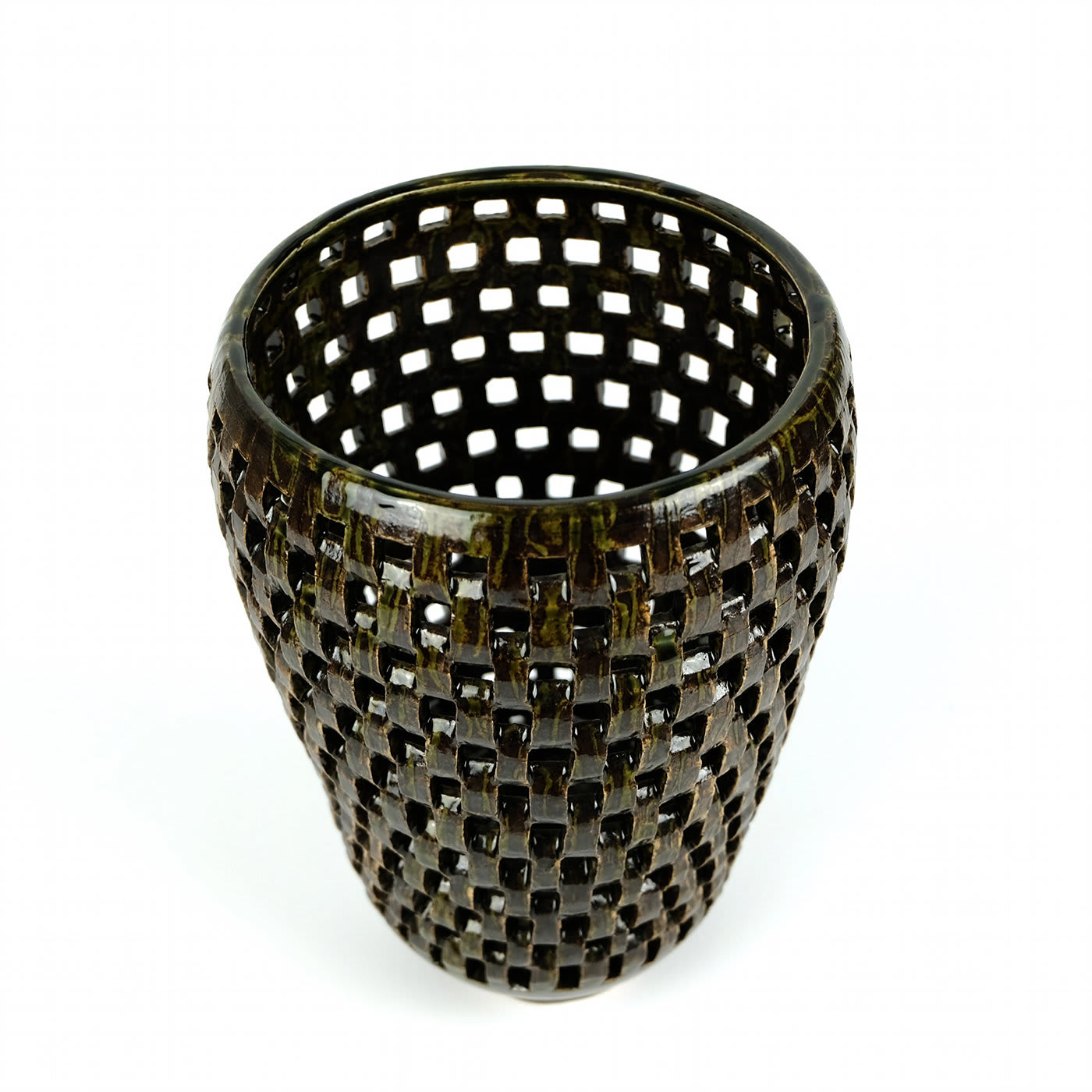 Treillage Green Brown Vase - FC Ceramics