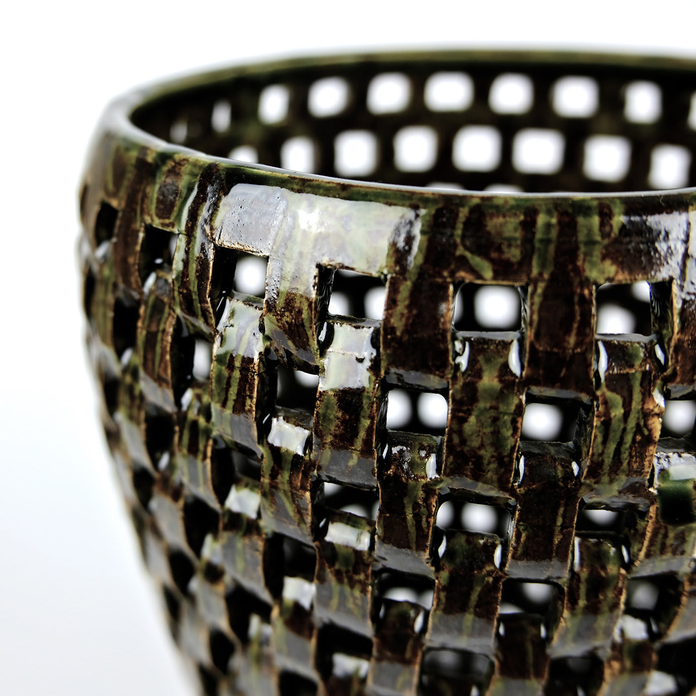 Treillage Green Brown Vase - FC Ceramics