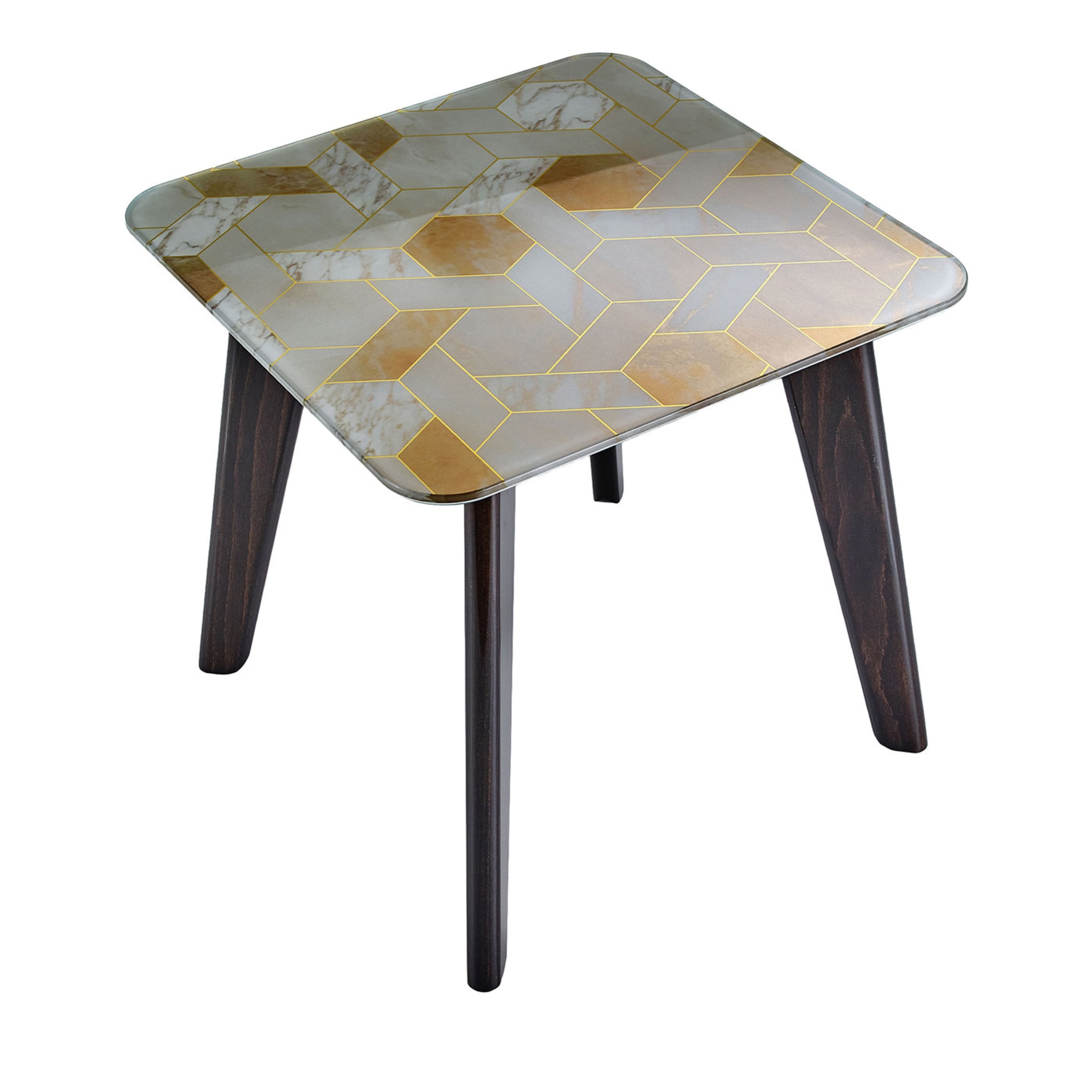 Owen Low Square Side Table with Orange Top - Main view