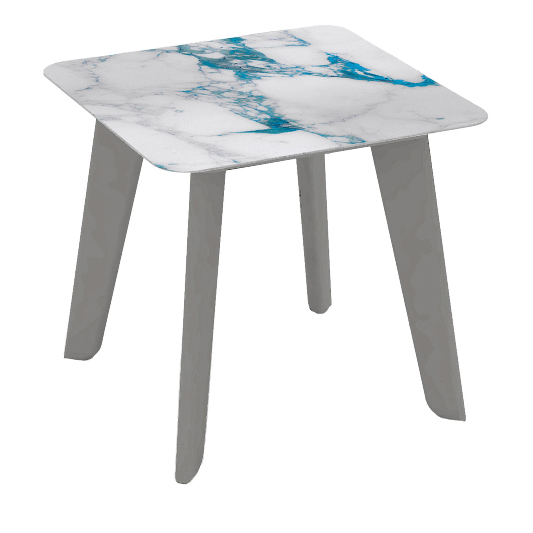 Owen Low Square Side Table with Turquoise and White Top - Main view
