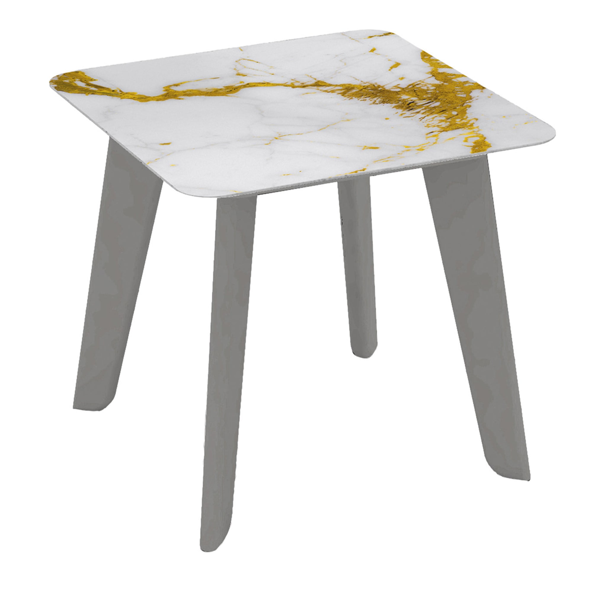 Owen Low Square Side Table with Gold and White Top (Table d'appoint carrée basse avec plateau doré et blanc) - Vue principale