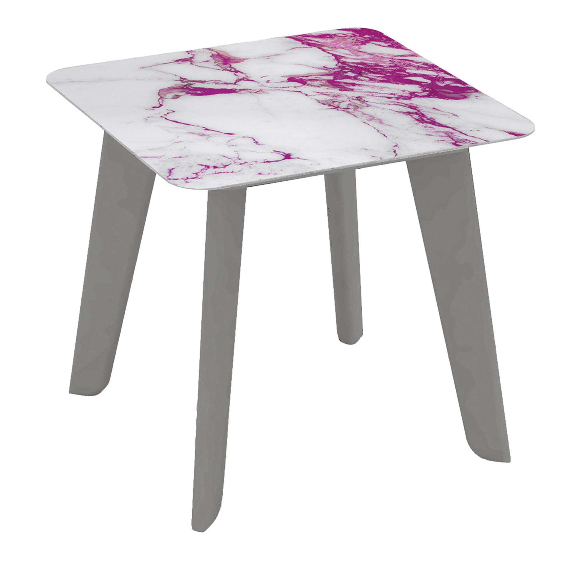Owen Low Square Side Table with Pink and White Top (Table d'appoint carrée basse avec plateau rose et blanc) - Vue principale