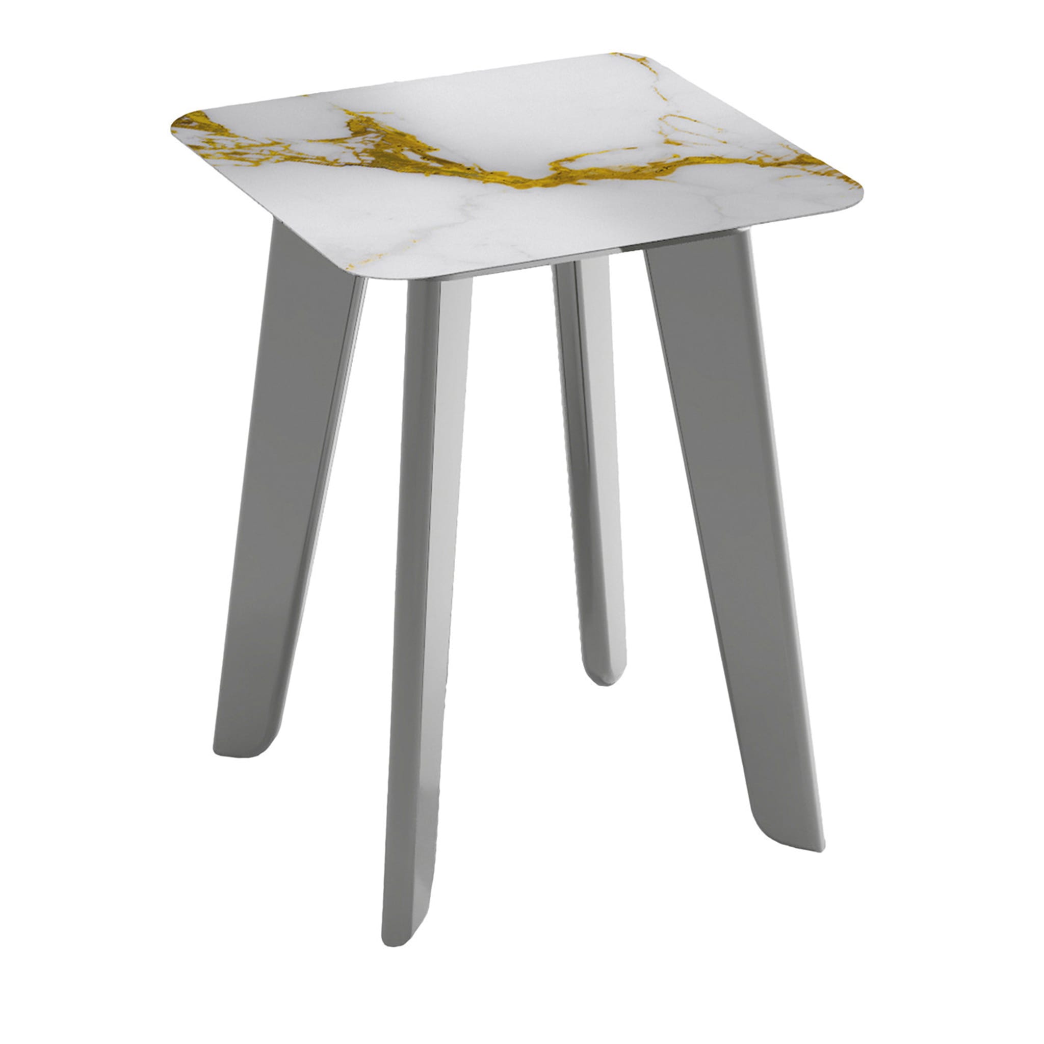 Owen Tall Square Side Table with Gold and White Top (Table d'appoint carrée haute avec plateau doré et blanc) - Vue principale