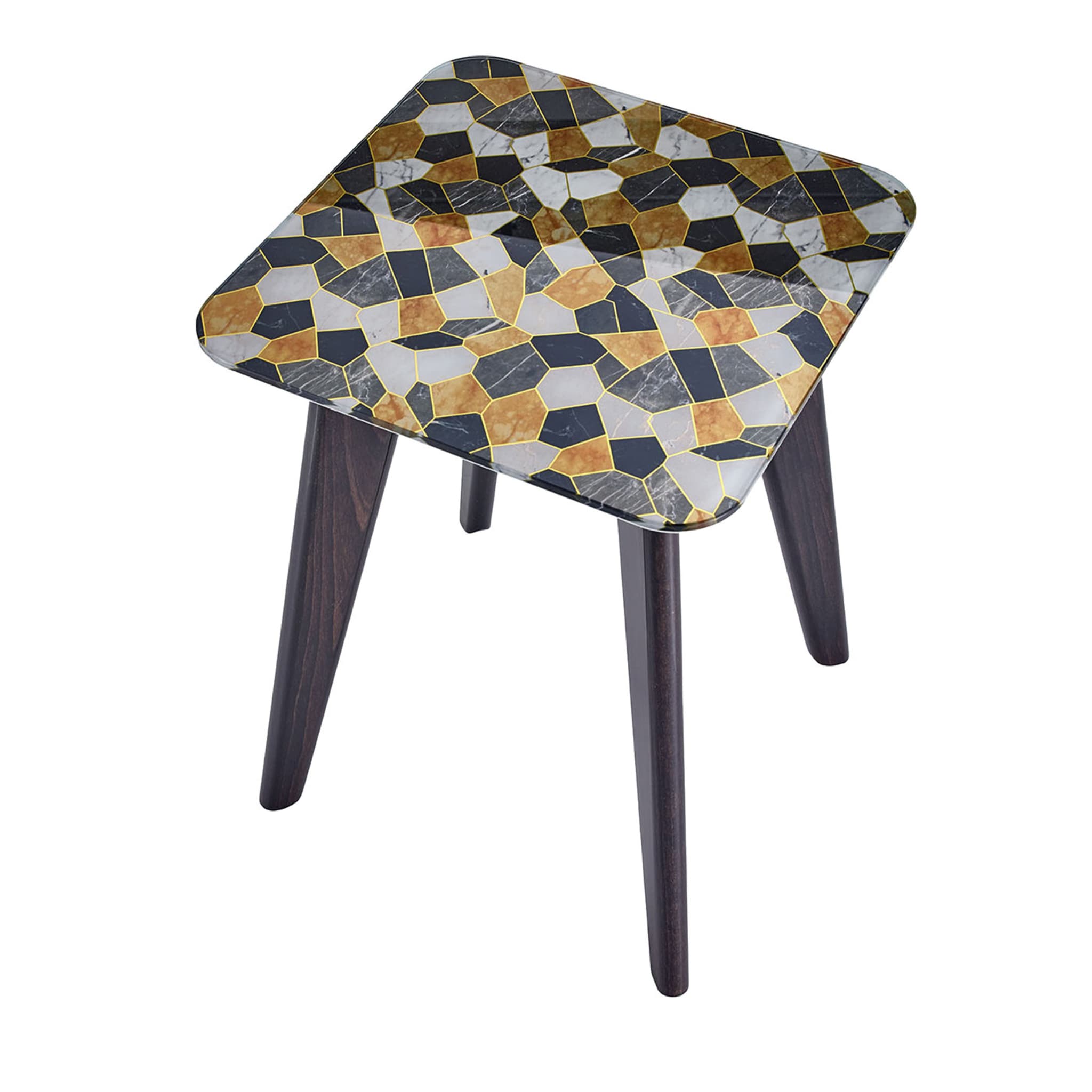 Owen Tall Square Side Table with Orange and Black Top - Main view