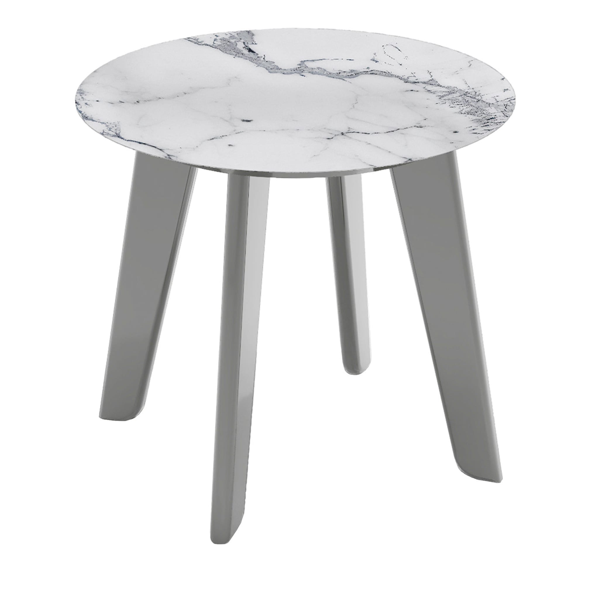 Owen Low Round Side Table with White and Gray Top (Table d'appoint ronde basse avec plateau blanc et gris) - Vue principale