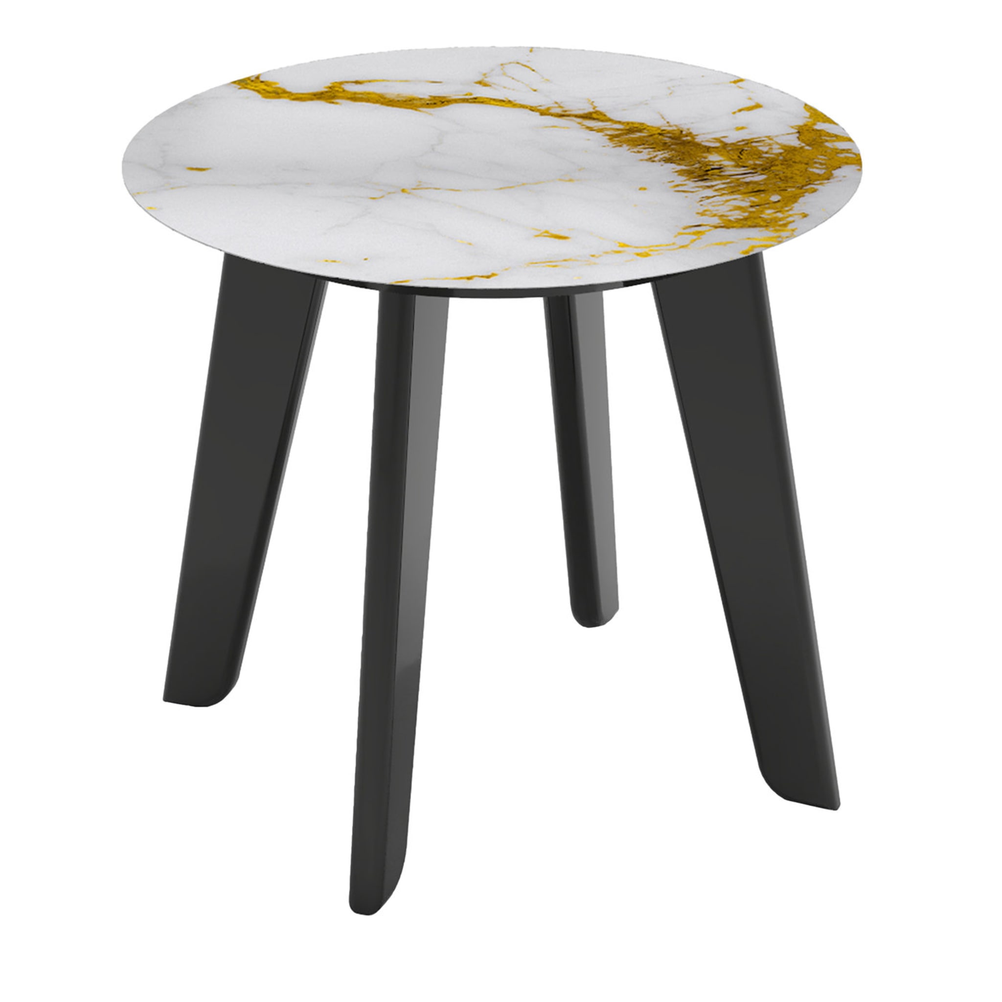 Owen Low Round Side Table with White and Gold Top - Main view
