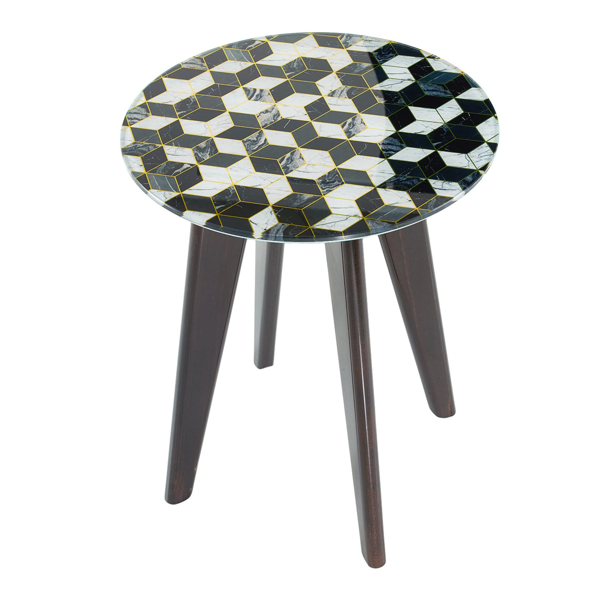 Owen Tall Round Side Table with Black and White Top - Main view