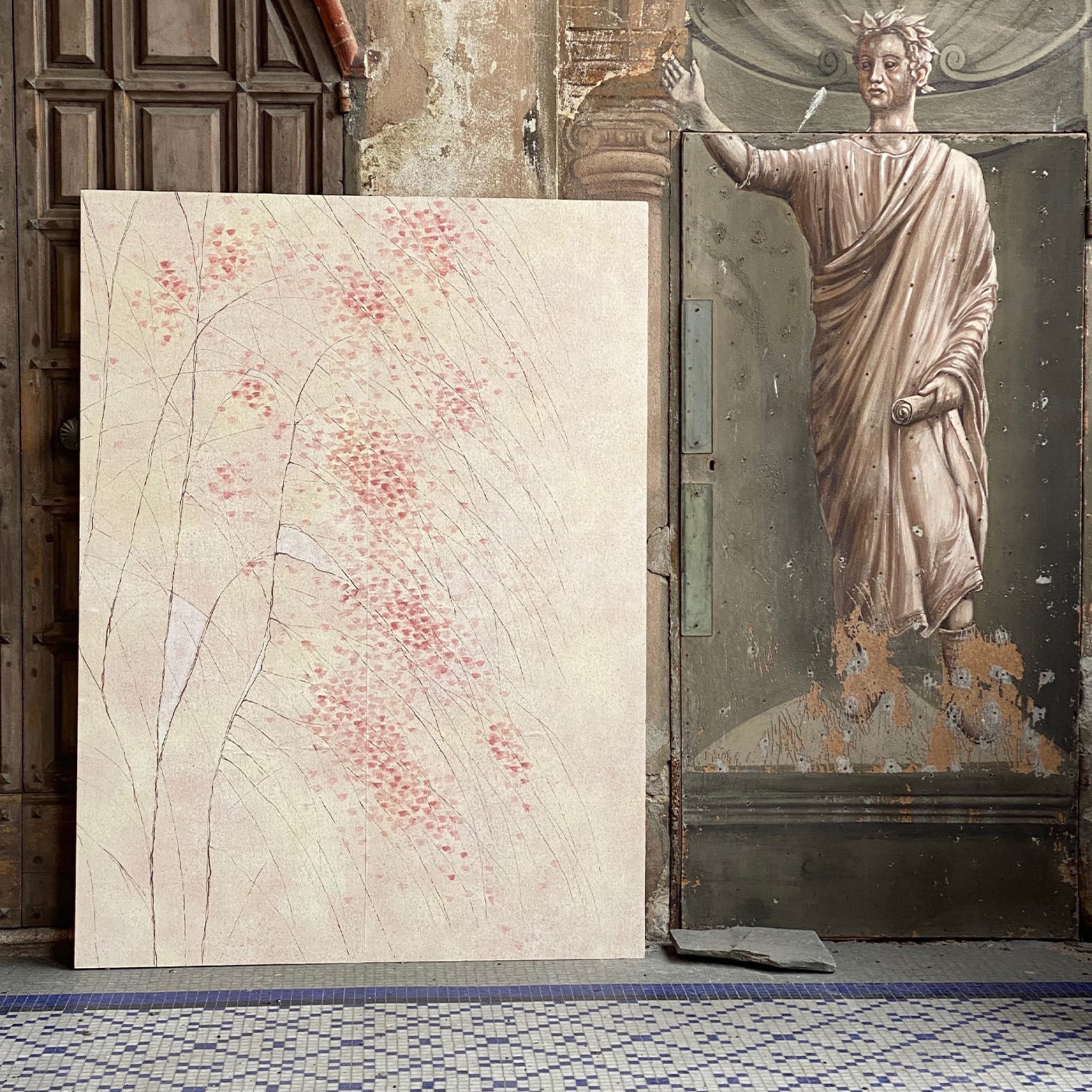 Albero Rosa Hand Painted Wallpaper - Alternative view 1
