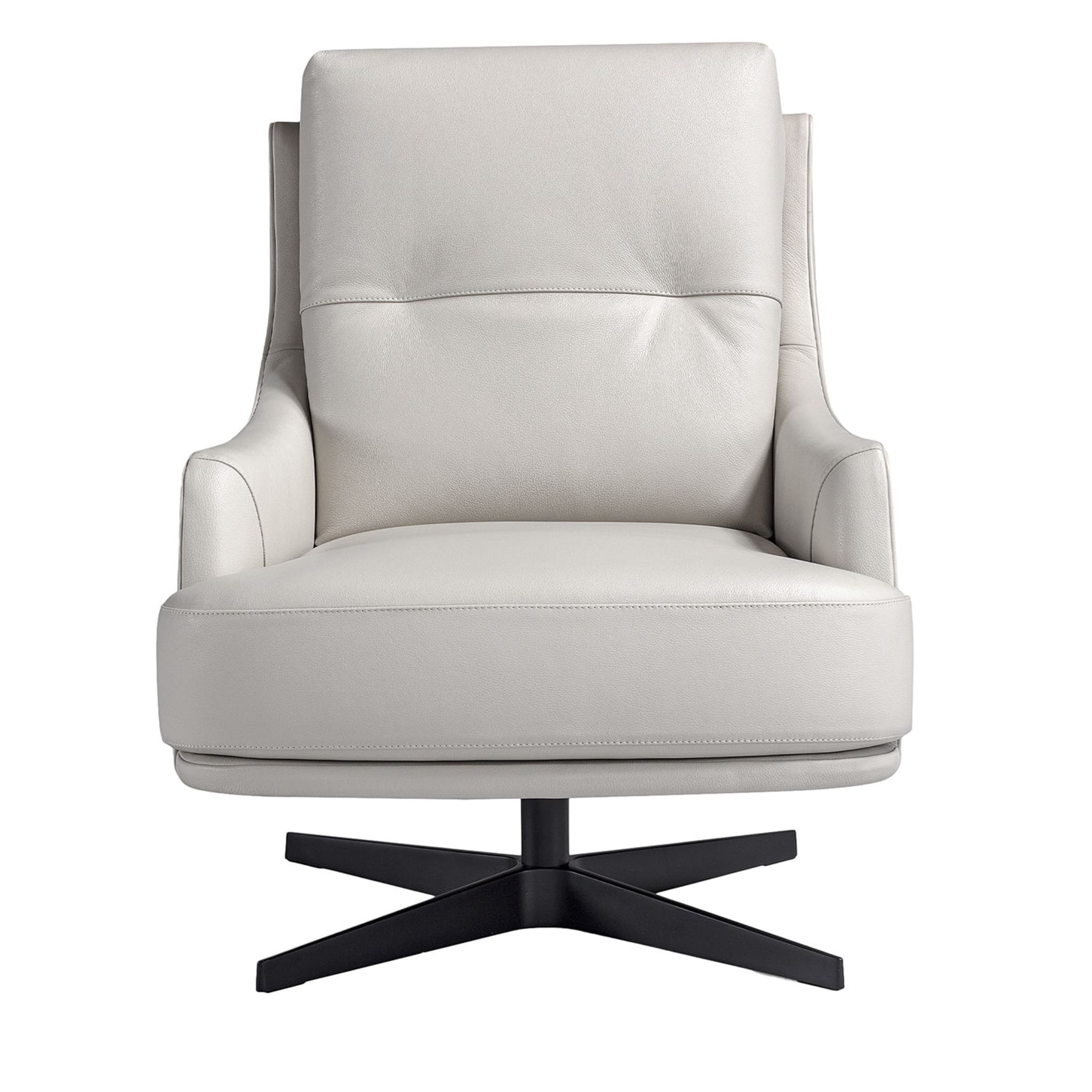 Lipari White Leather Swivel Armchair - Main view