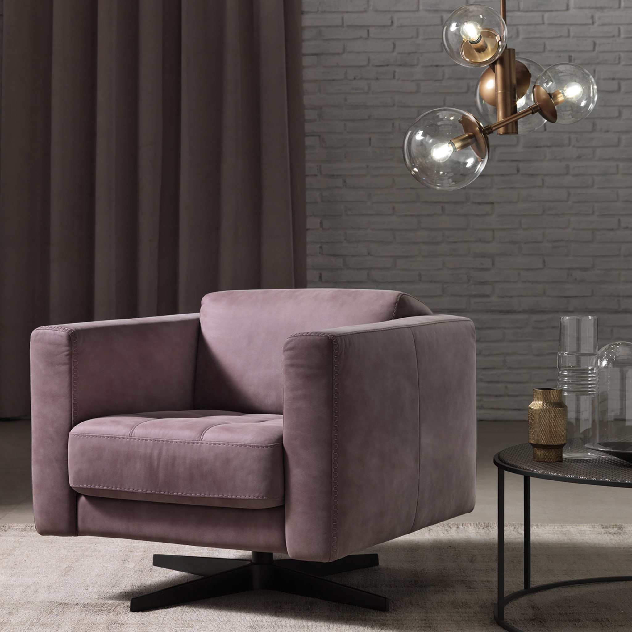 Alfa Purple Leather Armchair - Alternative view 1