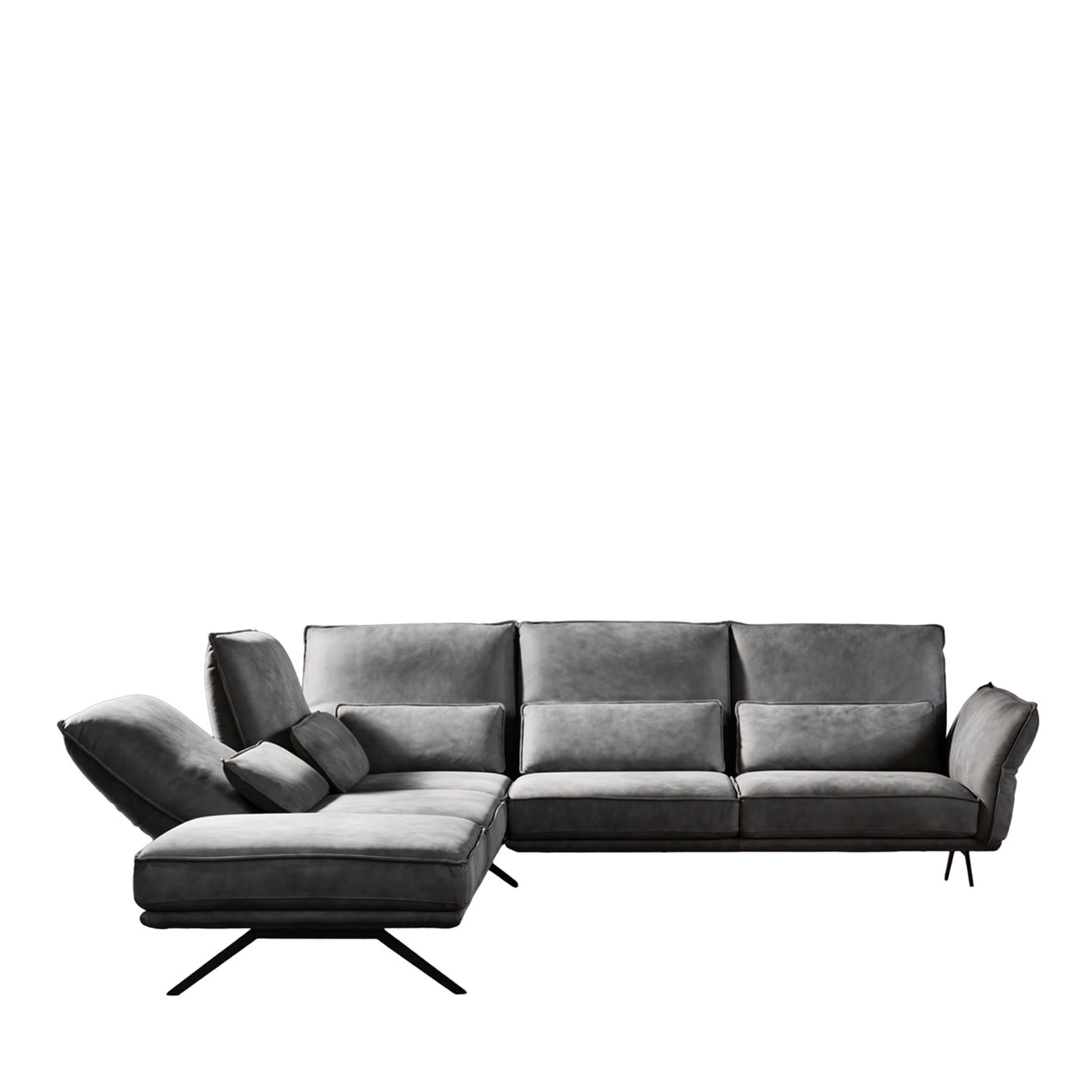 Capitolo Gray Leather Sofa - Main view