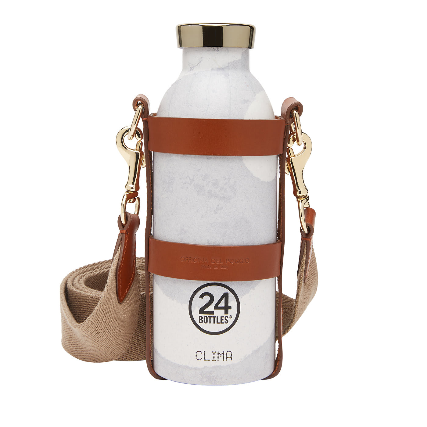 Tan Leather Bottle Bag with Promenade Bottle - Officina Del Poggio