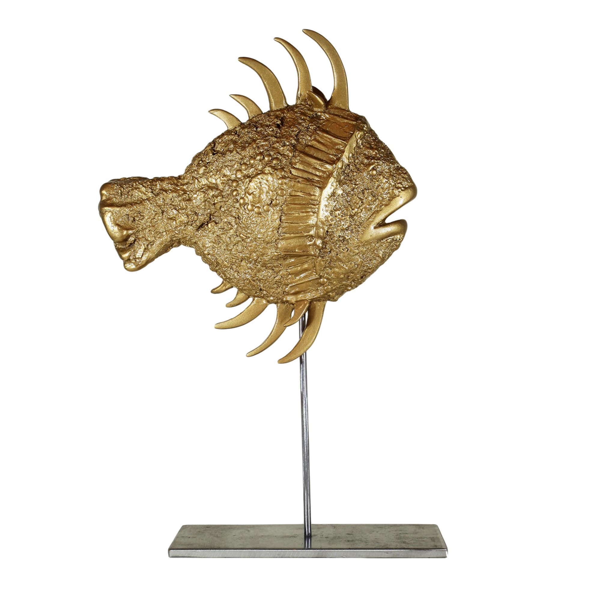 Scultura di pesce San Pietro in oro di grandi dimensioni - Vista principale