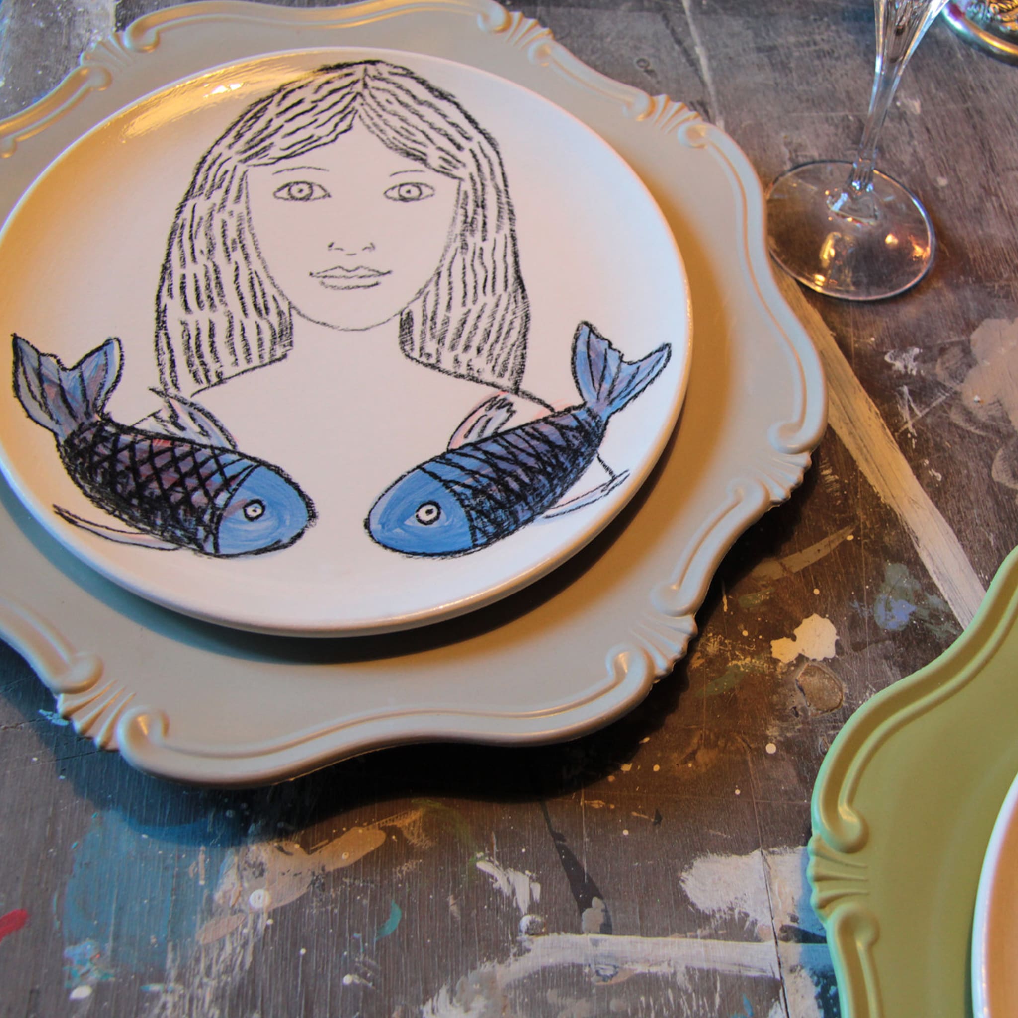 Woman with Fish Decorative Plate - Alternative view 2