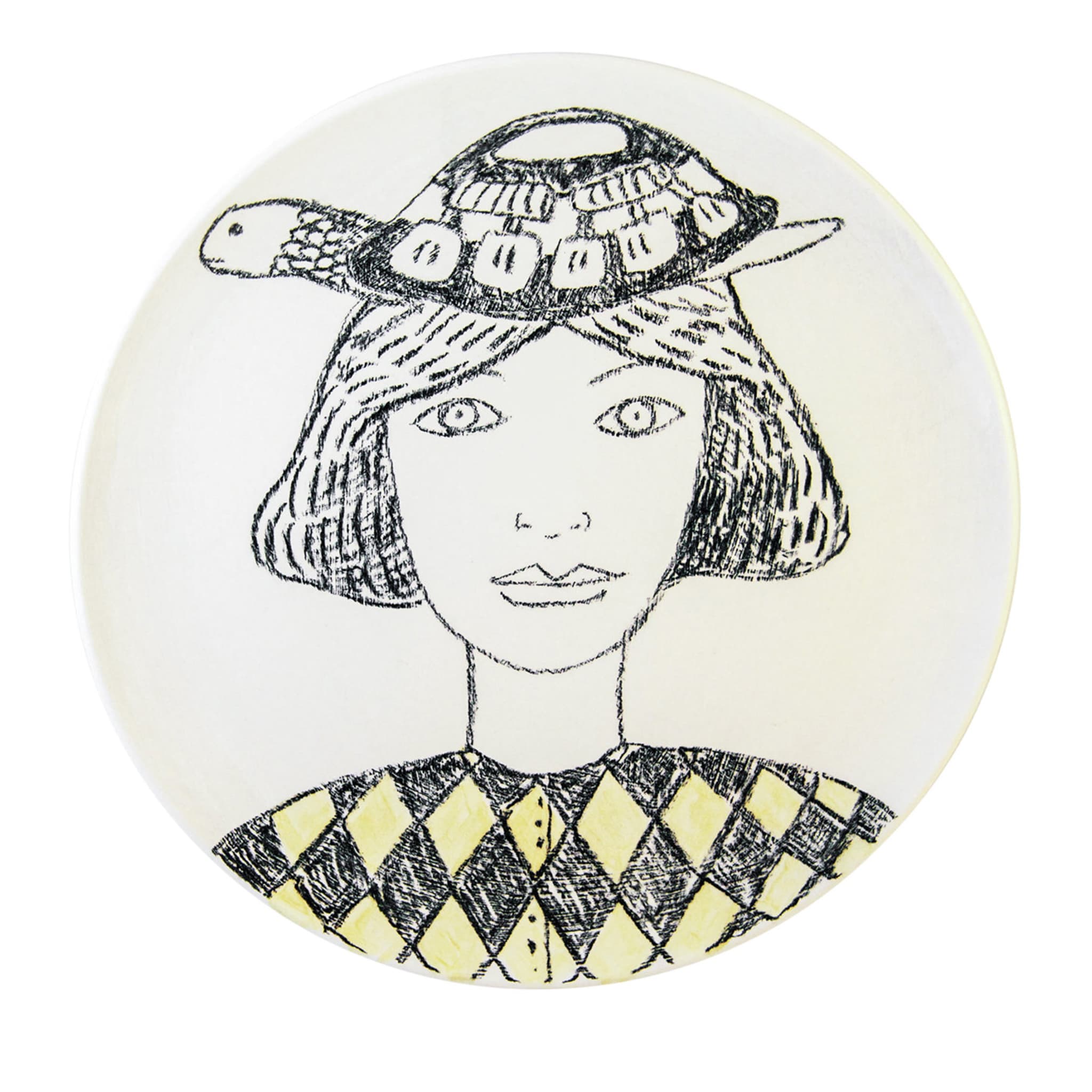 Placa decorativa de mujer con tortuga - Vista principal