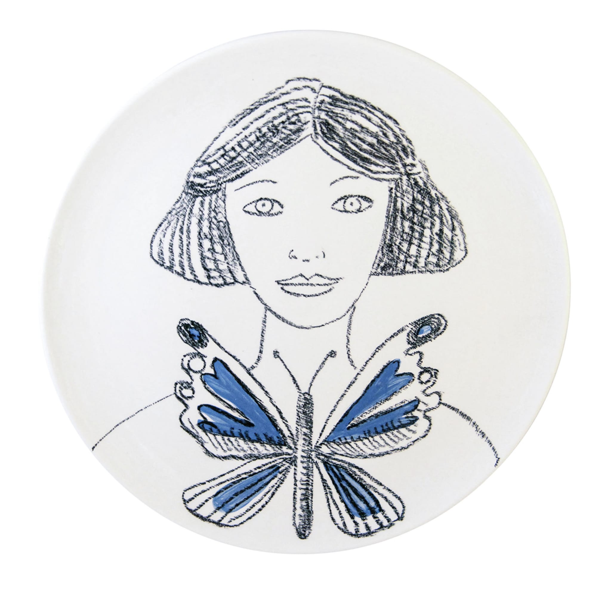 Frau mit Schmetterling Dekorativer Teller - Hauptansicht