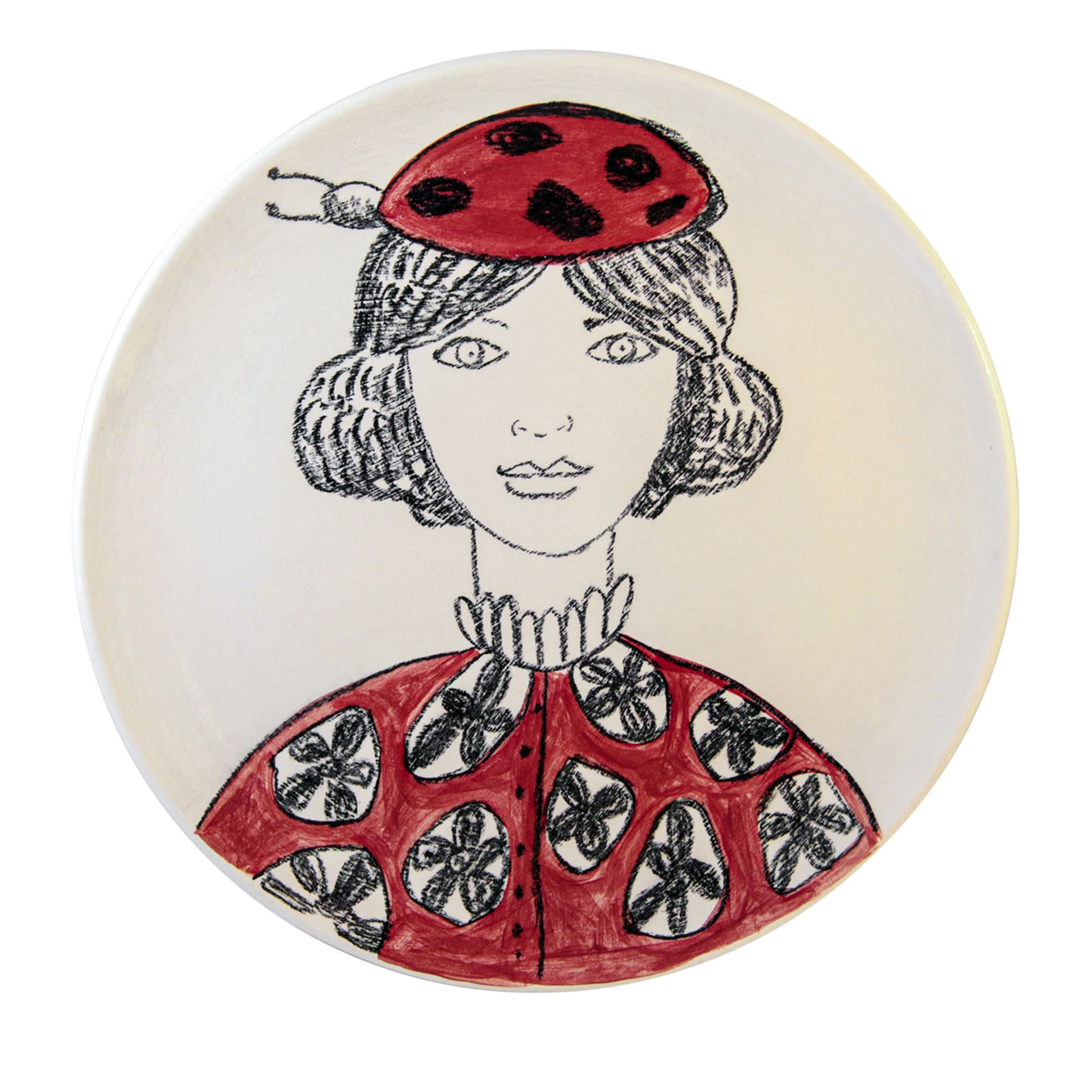 Placa decorativa de mujer con mariquita - Vista principal