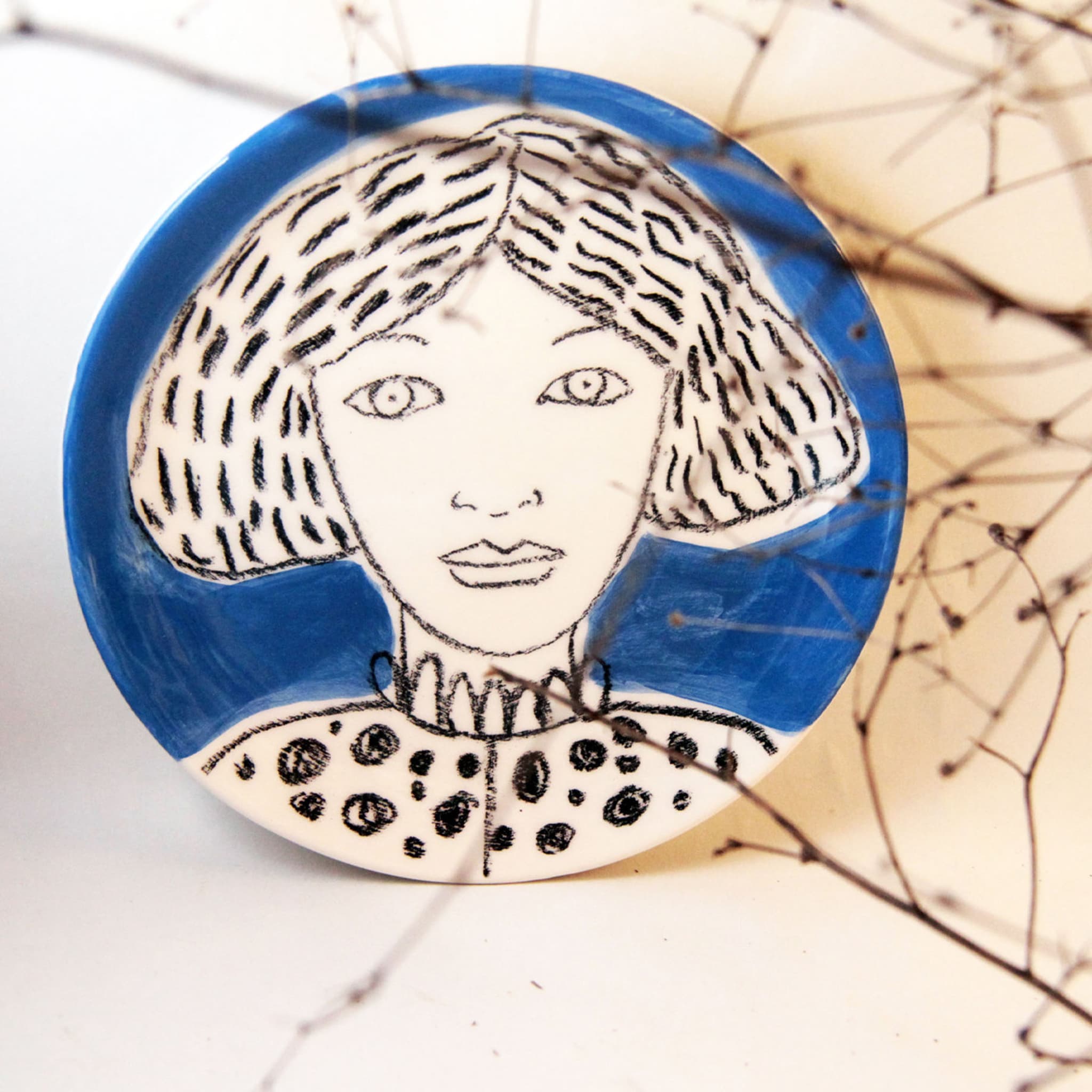 Woman Cobalt Decorative Plate - Alternative view 1