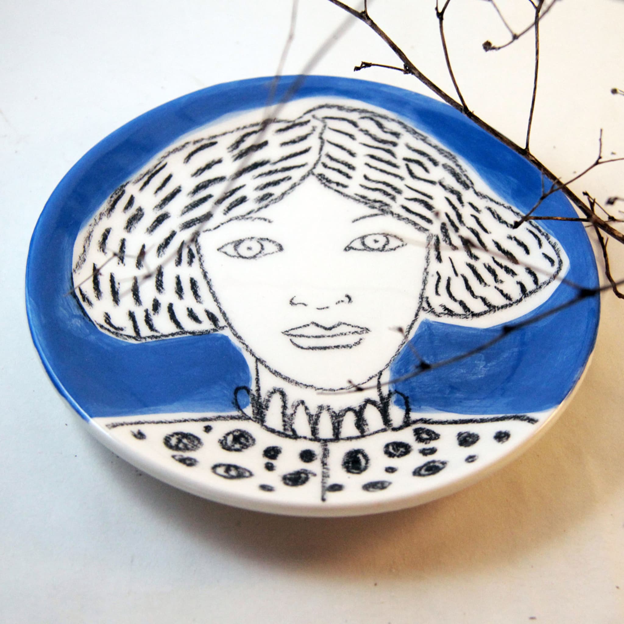 Woman Cobalt Decorative Plate - Alternative view 2