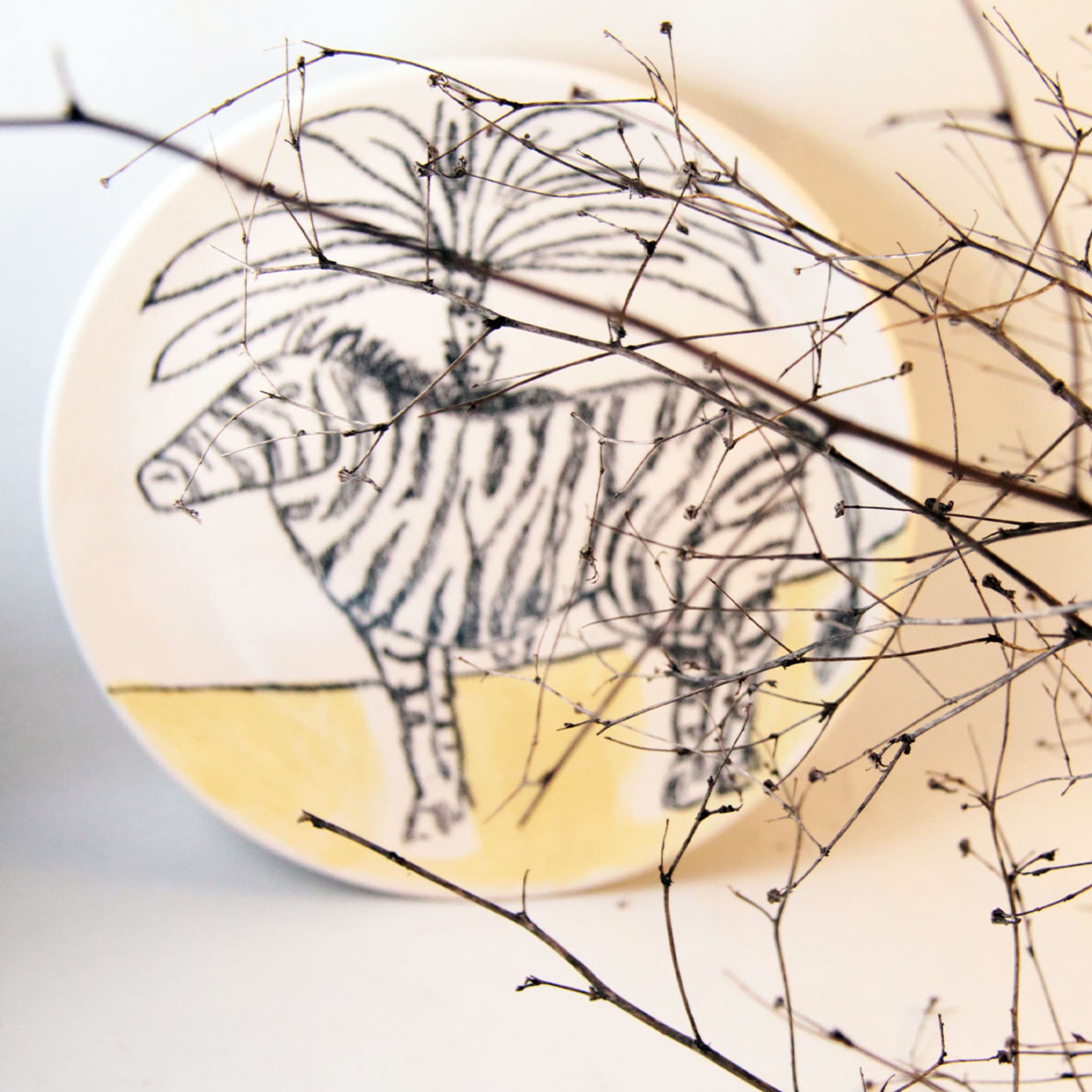 Zebra with Palm Tree Decorative Plate - Alternative view 1
