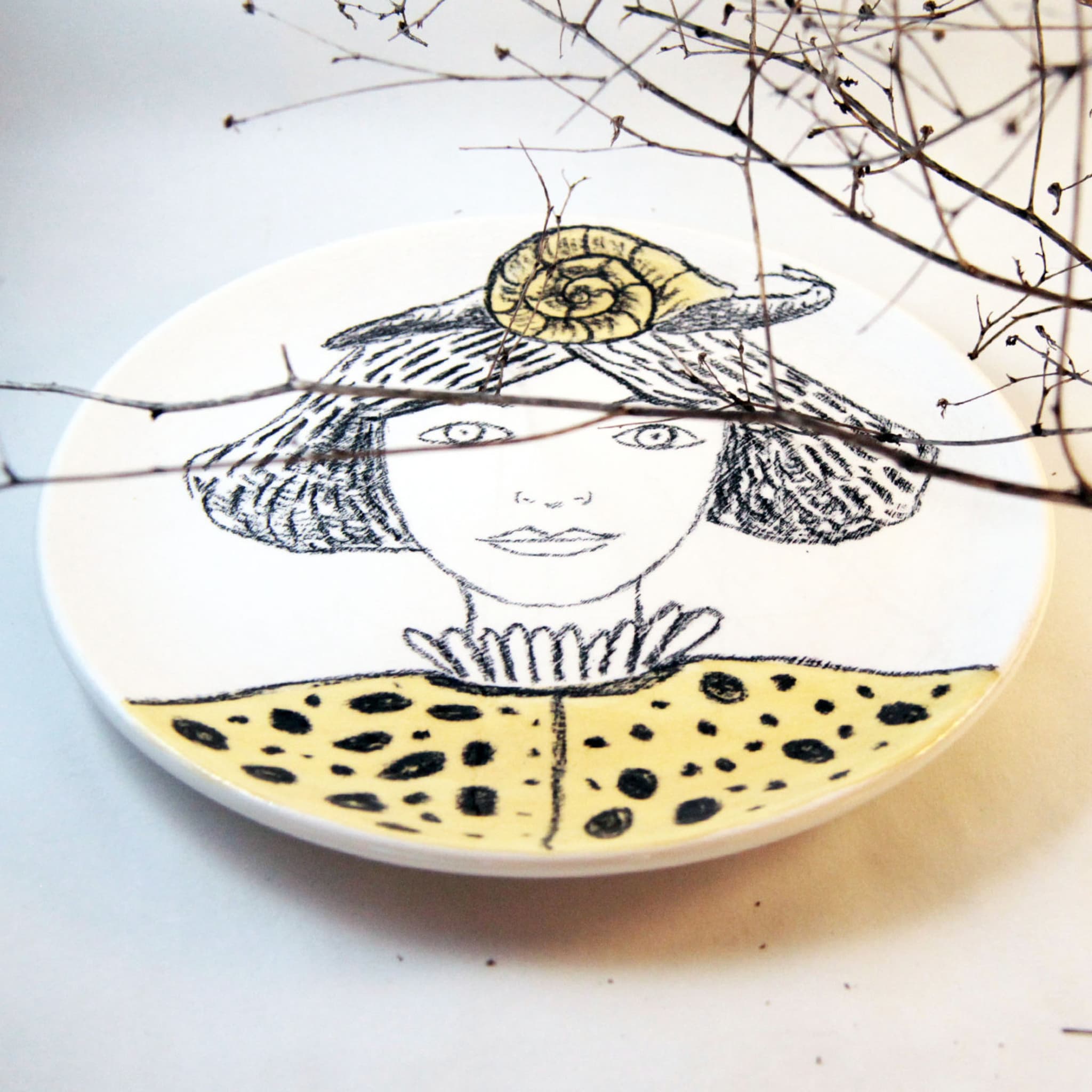 Woman with Snail Decorative Plate - Alternative view 1