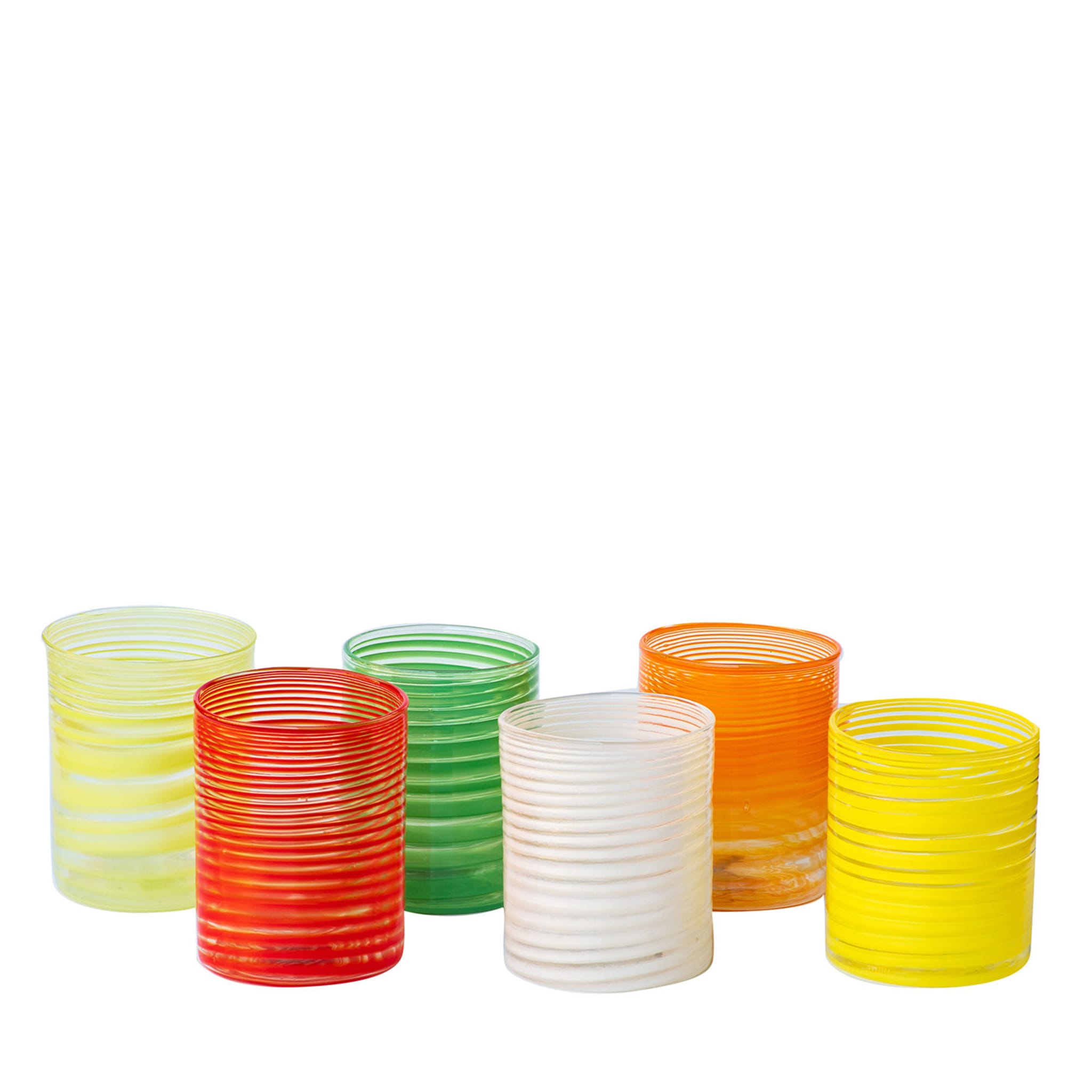 Multicolor Set of 6 Spiral Water Glasses - Main view