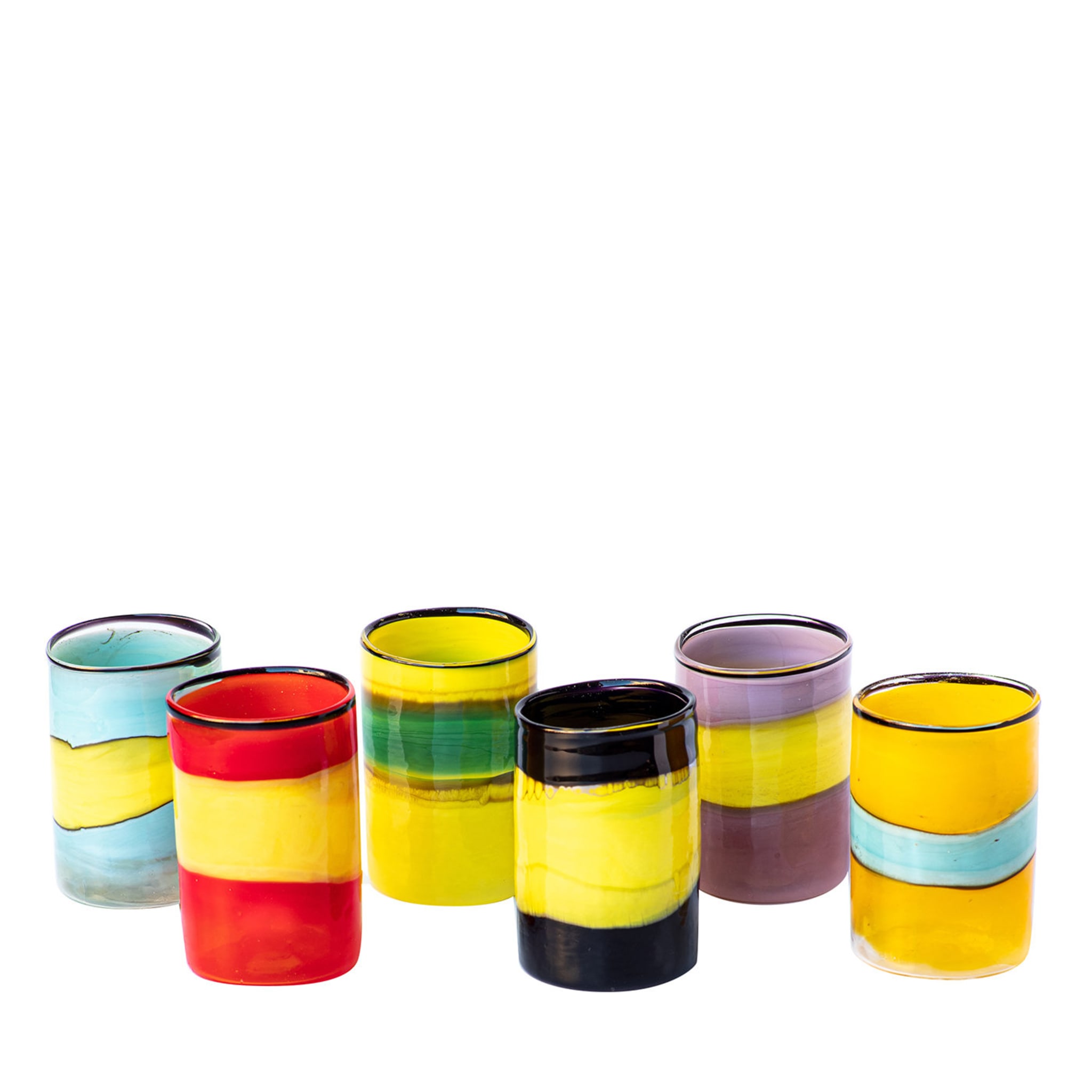 Set of 6 Striped Multicolor Liquor Glasses #1 - Main view