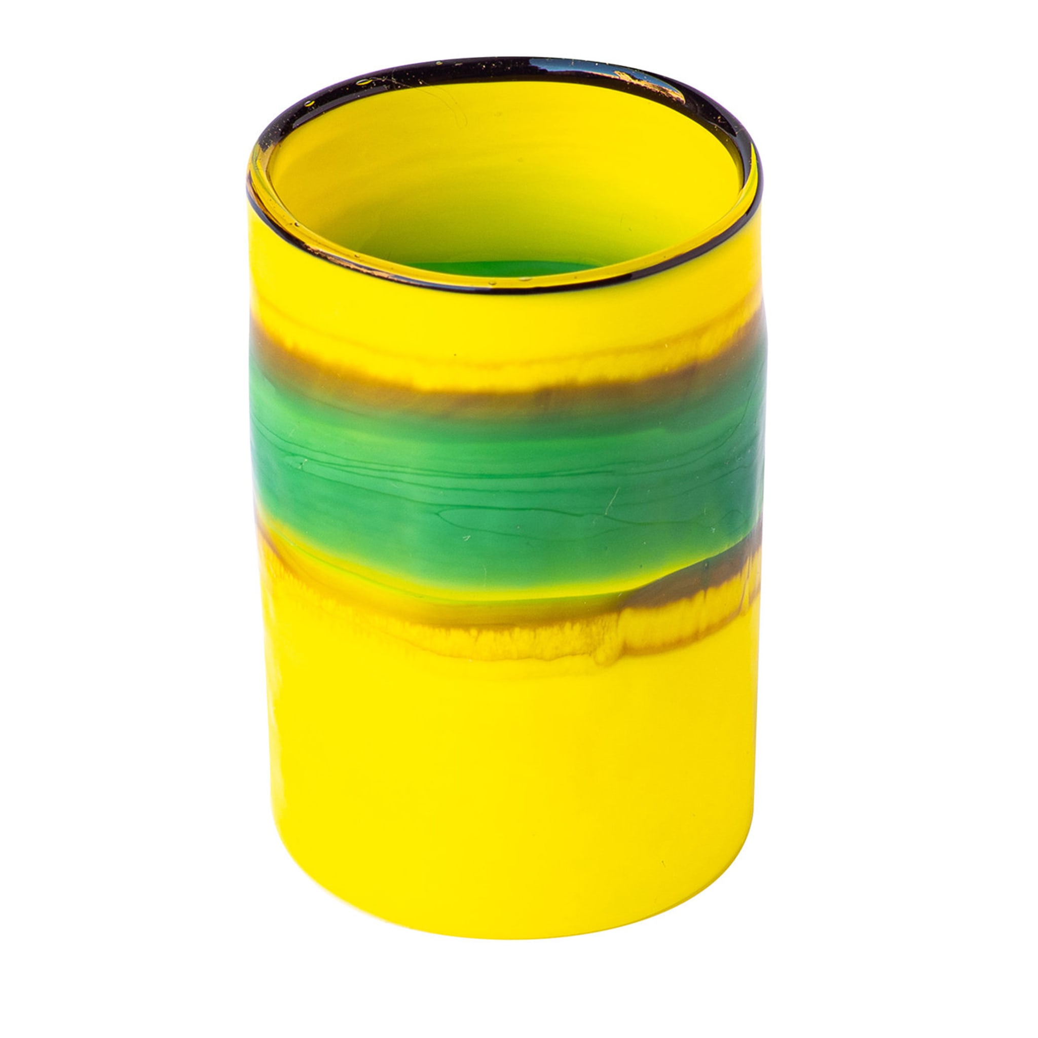 Set of 6 Striped Yellow Liquor Glasses - Main view