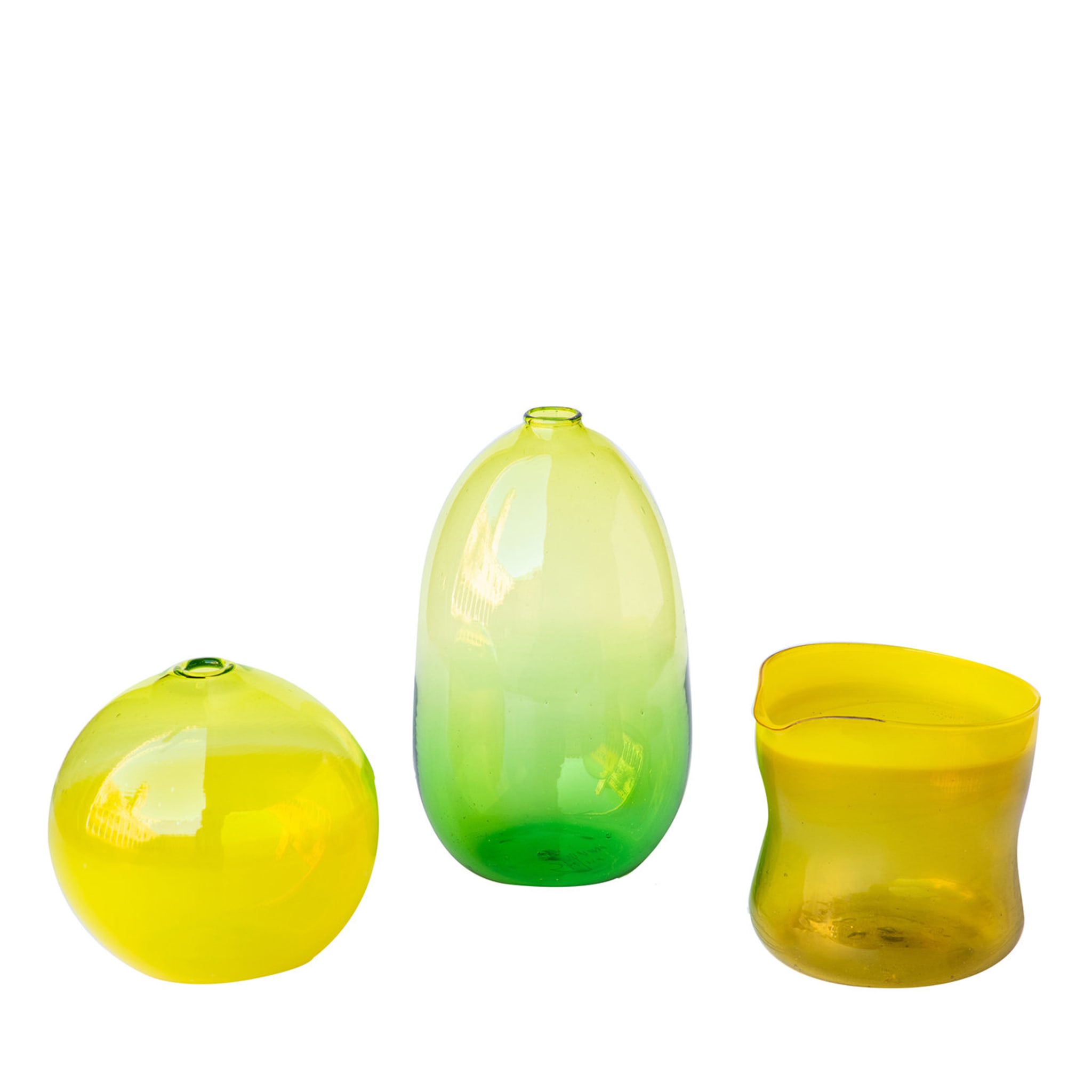 Ensemble de 3 petits vases jaune/vert #1 - Vue principale