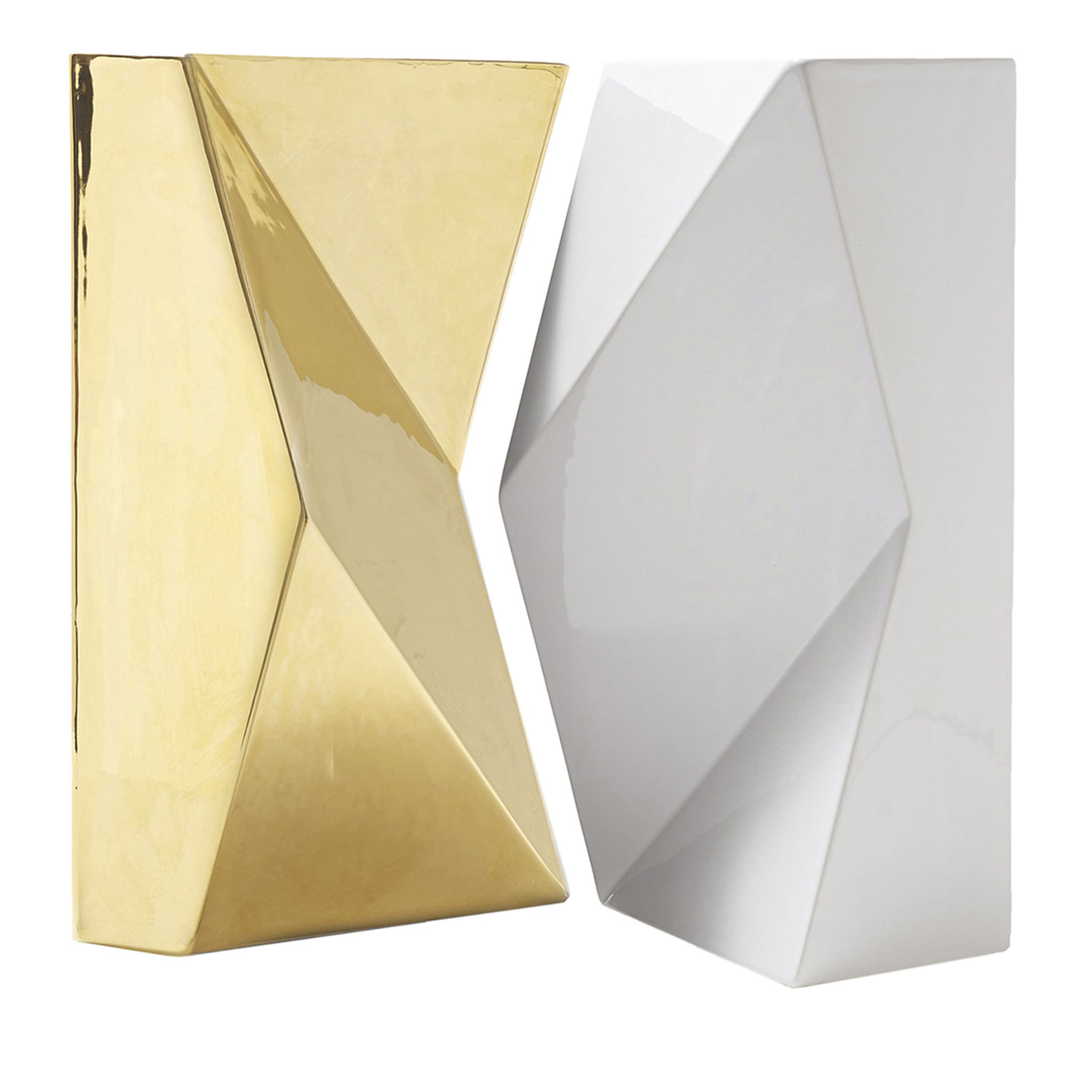 Verso Set of 2 Gold and White Vases by Antonio Saporito - Main view