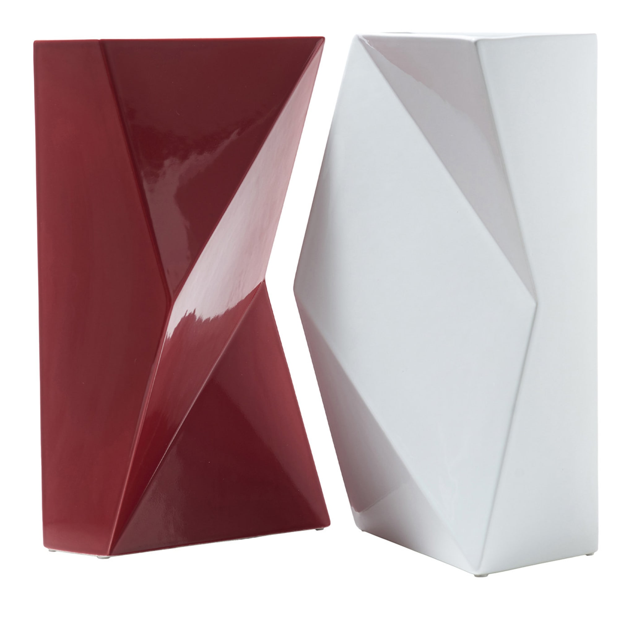 Verso Set of 2 Red and White Vases by Antonio Saporito - Main view
